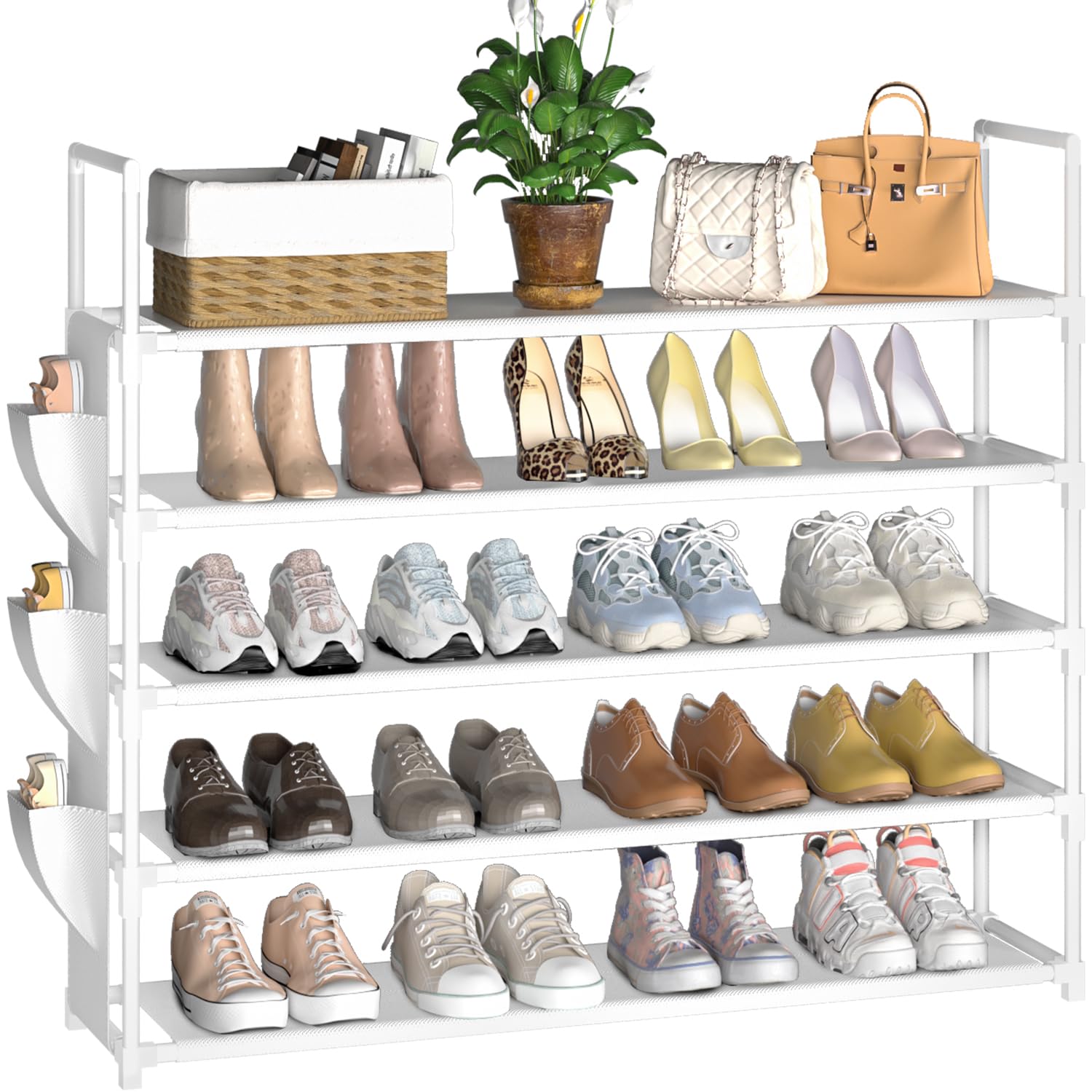 OYREL front view of 5-tier rack shows organized shoes and space savings