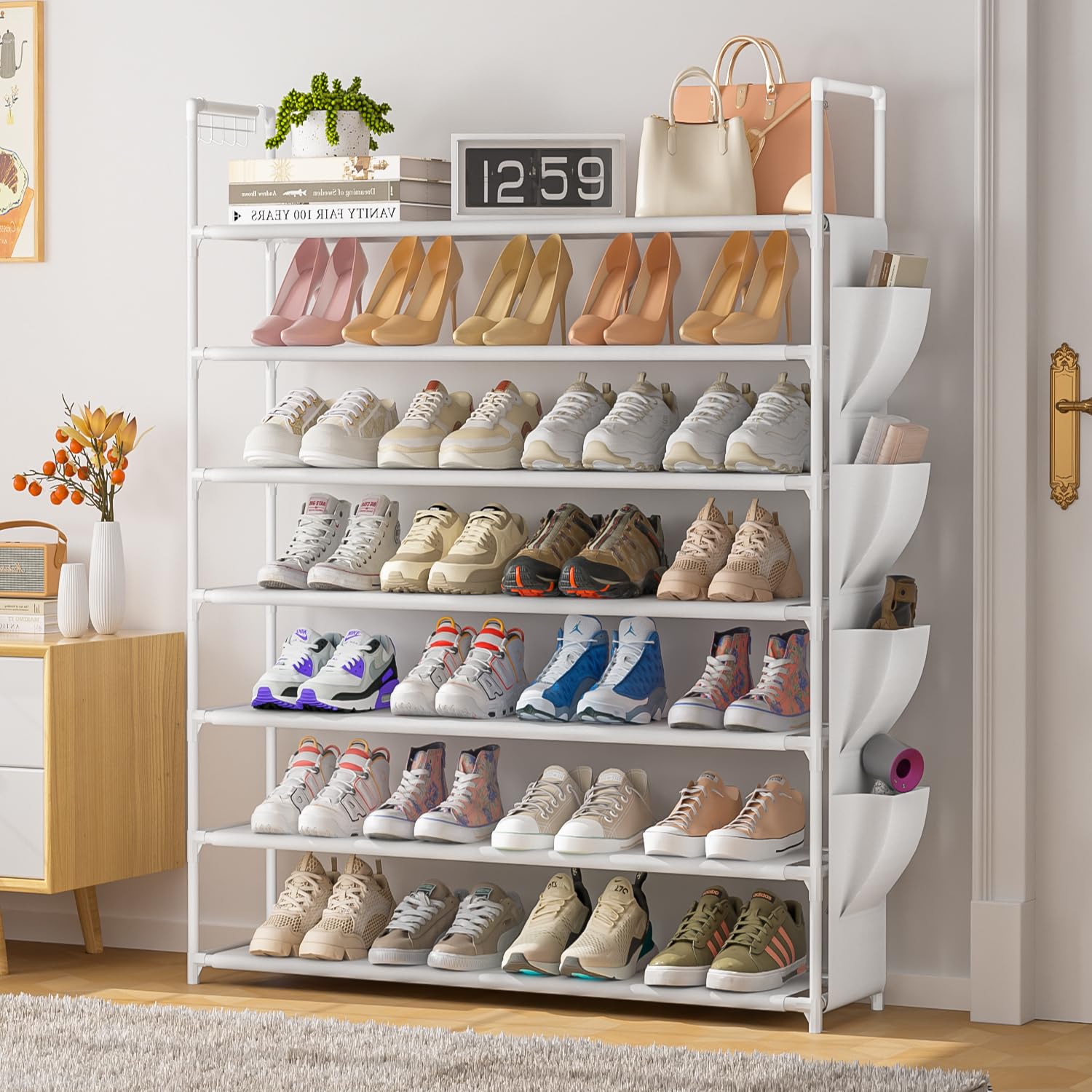 OYREL shelf with mixed shoes illustrating versatile shoe accommodation