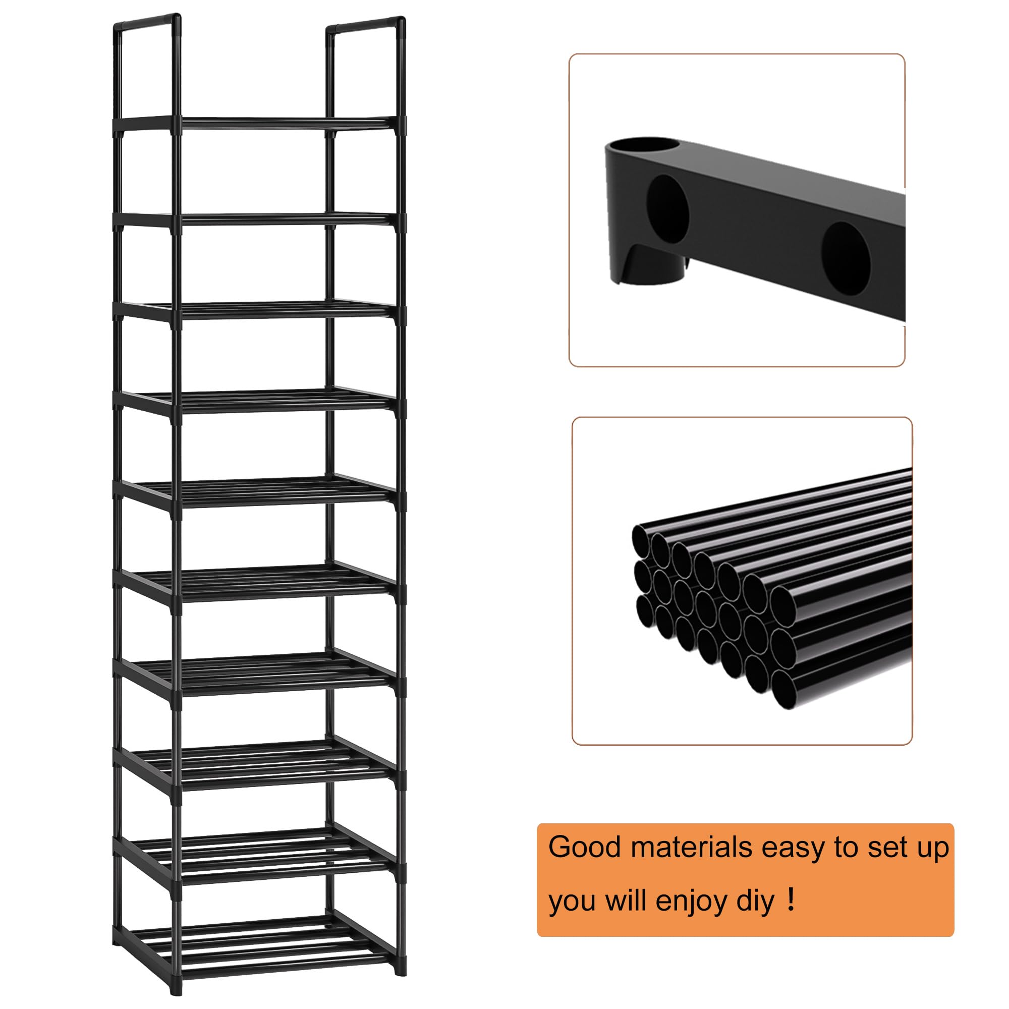OYREL shelves stacked with shoes to display large capacity