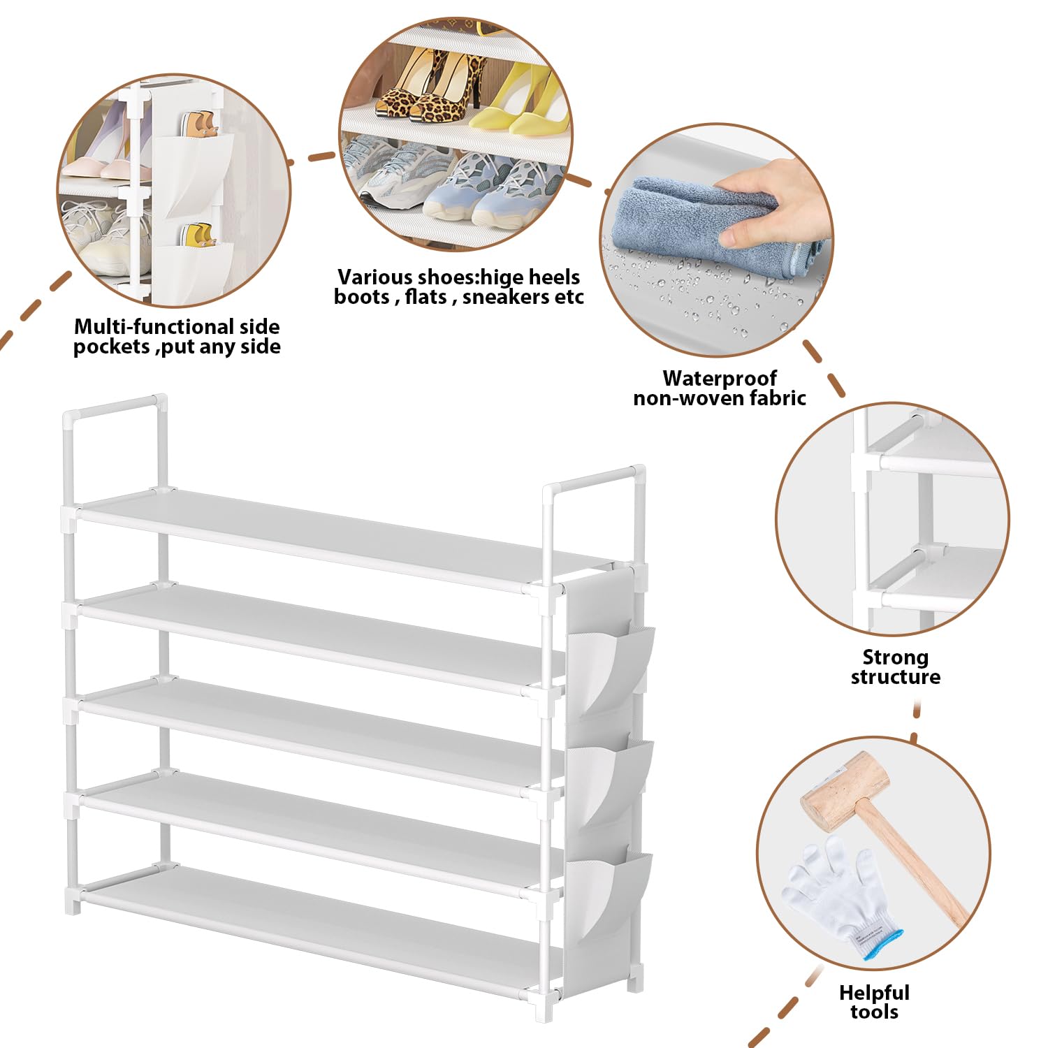 OYREL varied shoes arranged on shelves demonstrates multi-style storage