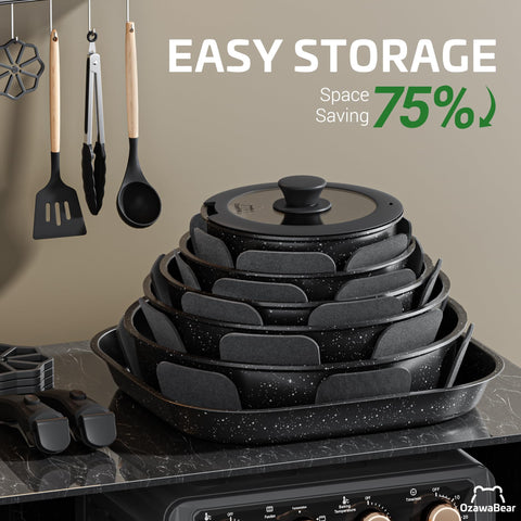Pan without handle showcasing OzawaBear compact oven-ready cookware flexibility