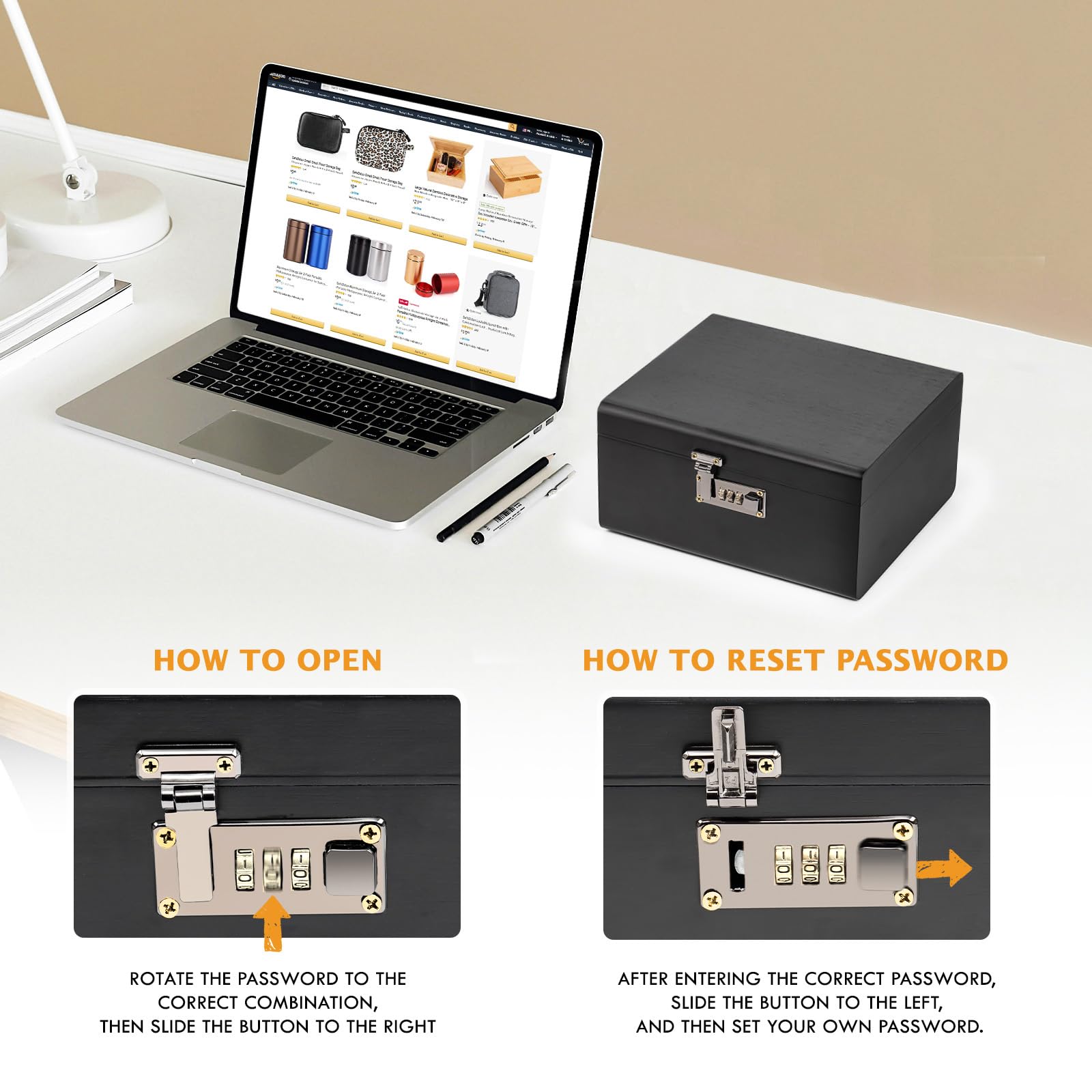 OZCHIN box on coffee table as discreet decor and easy-access organizer