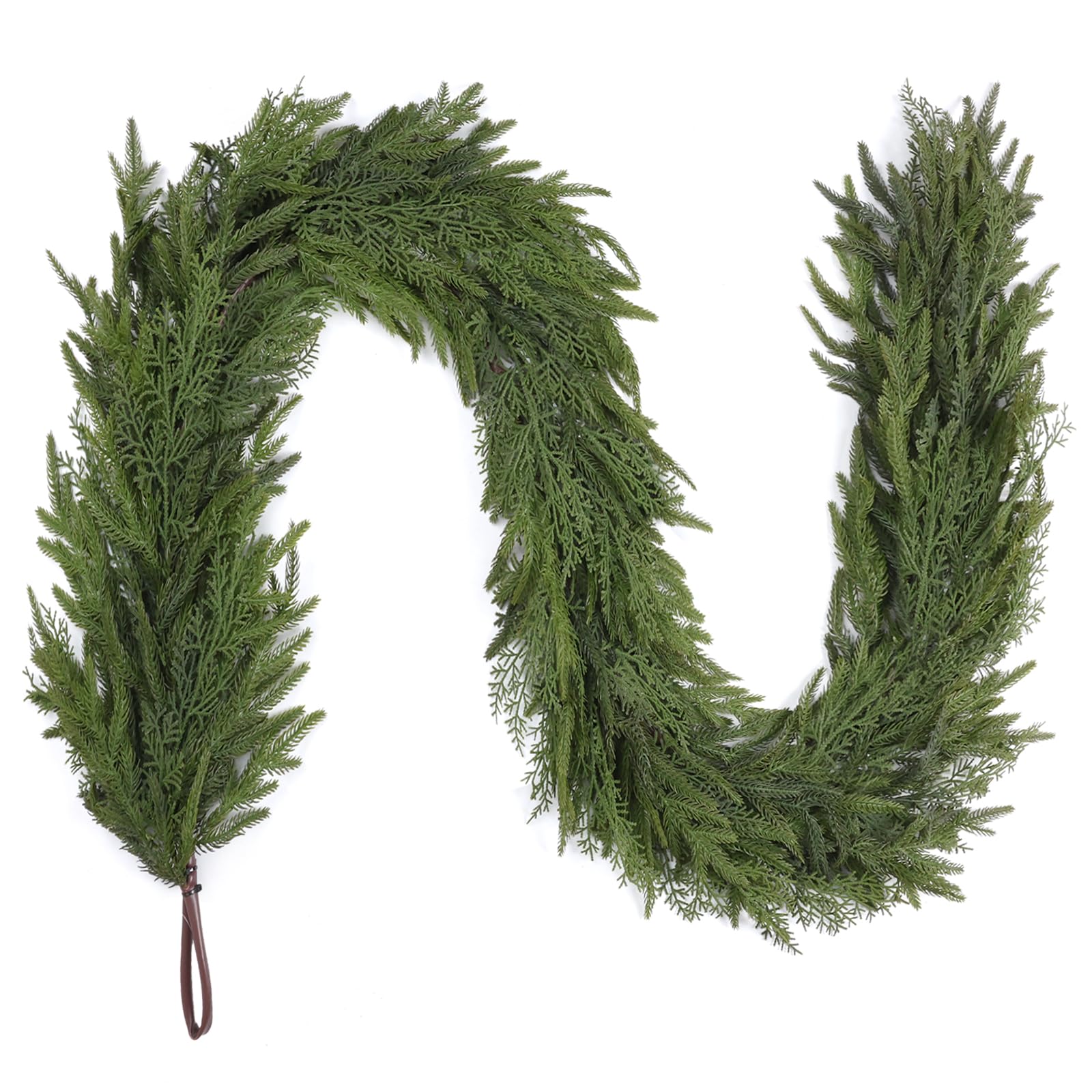 ozfhua front view garland showing full 6ft length and dense greenery