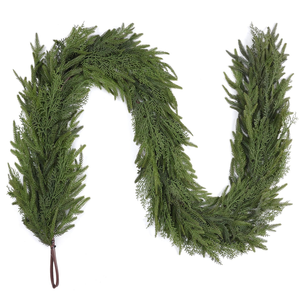 ozfhua front view garland showing full 6ft length and dense greenery