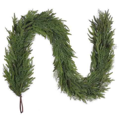 ozfhua front view garland showing full 6ft length and dense greenery