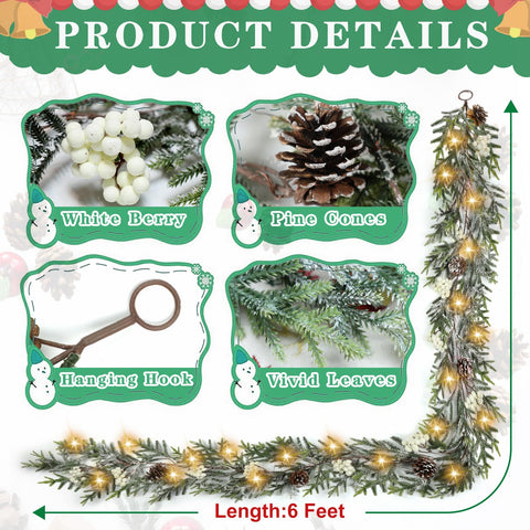 OZFHUA pine cones and white berries detail delivering decorative contrast and charm