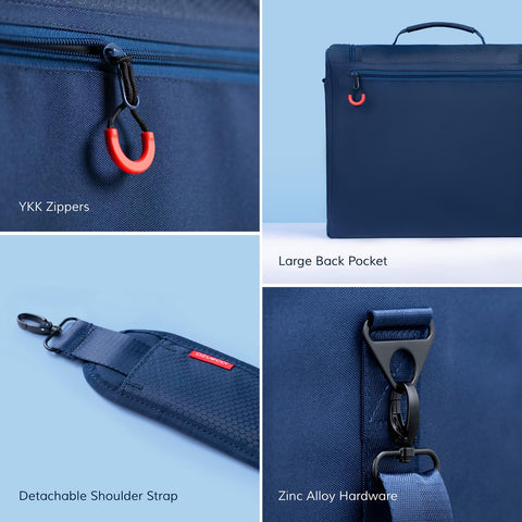 Ozueccr being carried with detachable shoulder strap for comfortable hands-free travel