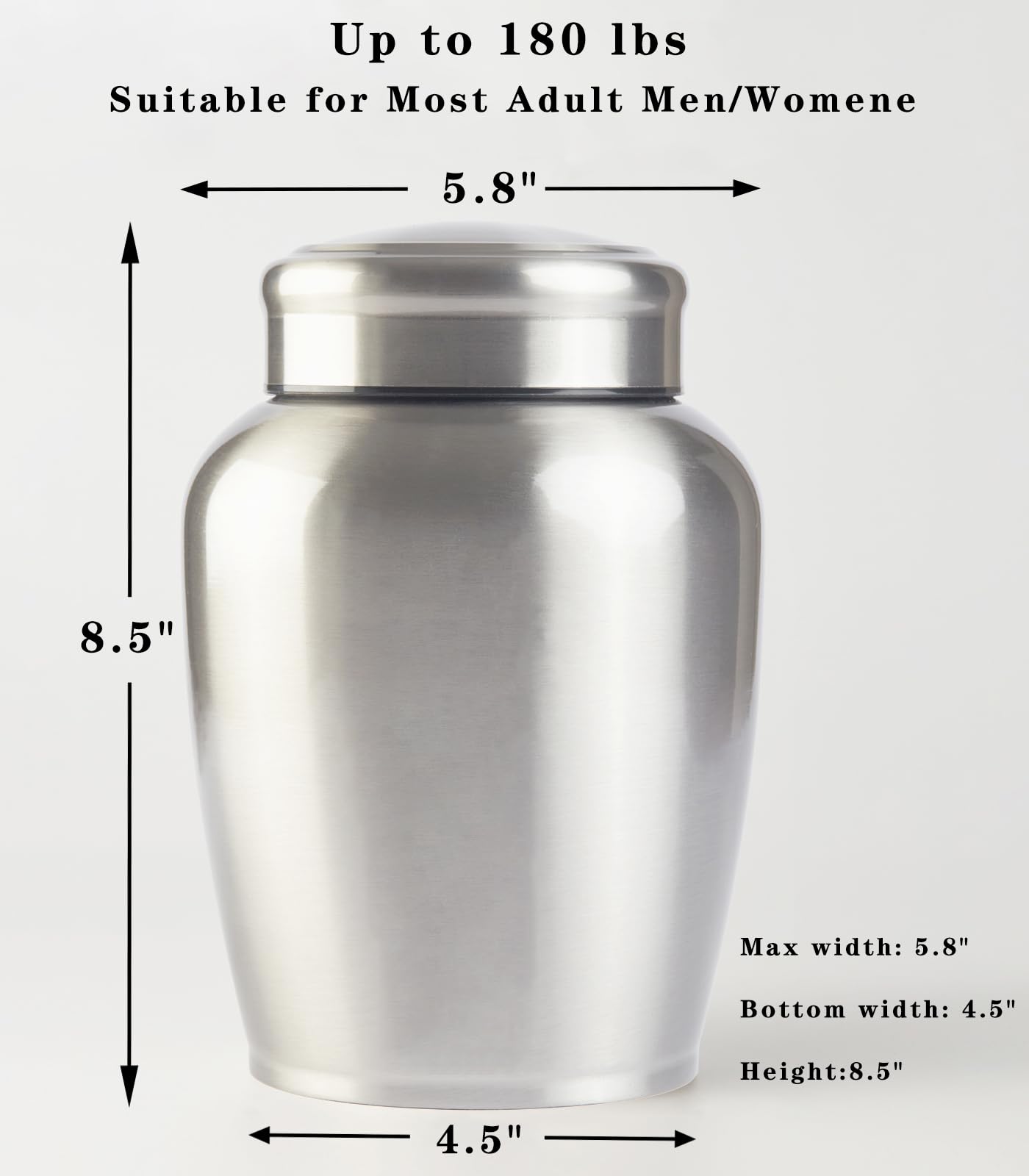 P.J homsv urn close-up of smooth stainless steel finish highlighting durability
