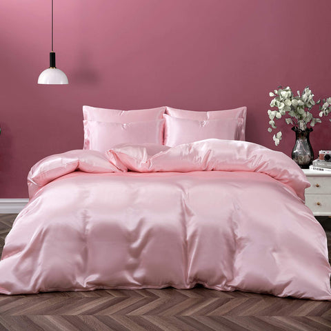 P Pothuiny front view of blush pink duvet cover set showing design and color benefits