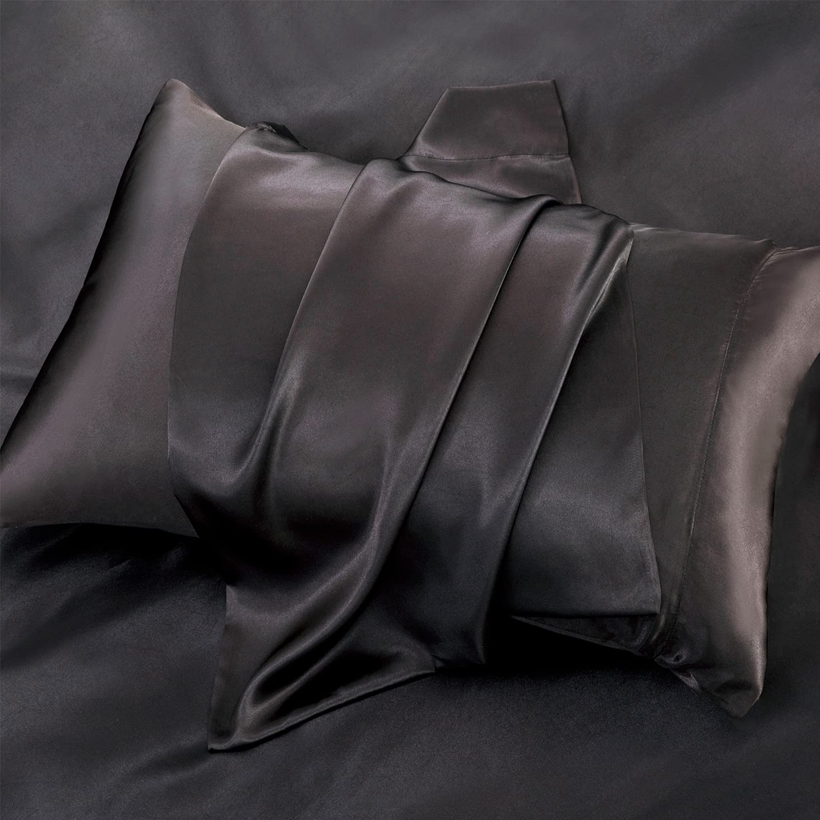 P Pothuiny satin fabric texture close-up showing glossy sheen and silky touch benefit