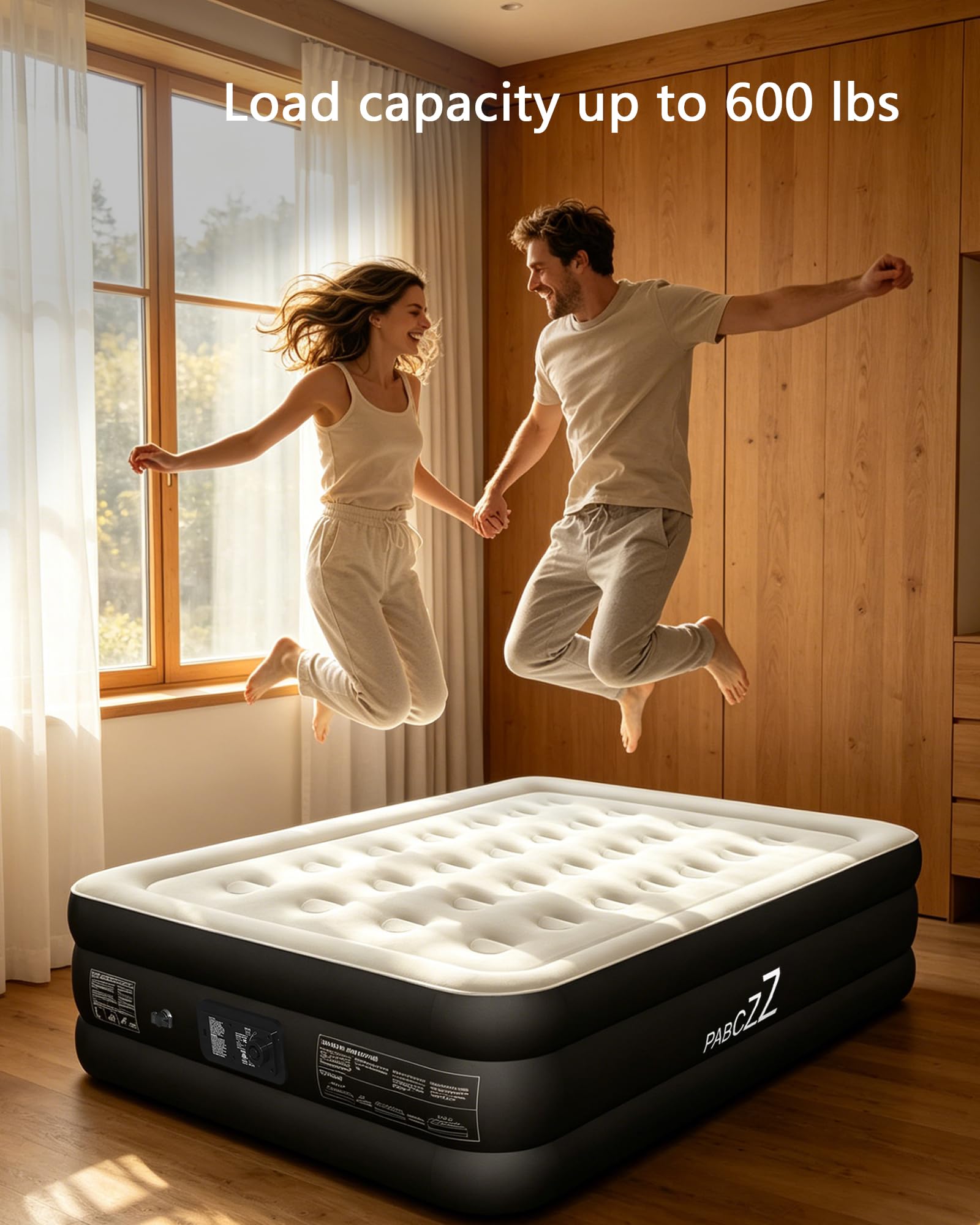 PABCZZ mattress in bedroom lifestyle showing made bed benefit: comfortable temporary sleeping solution