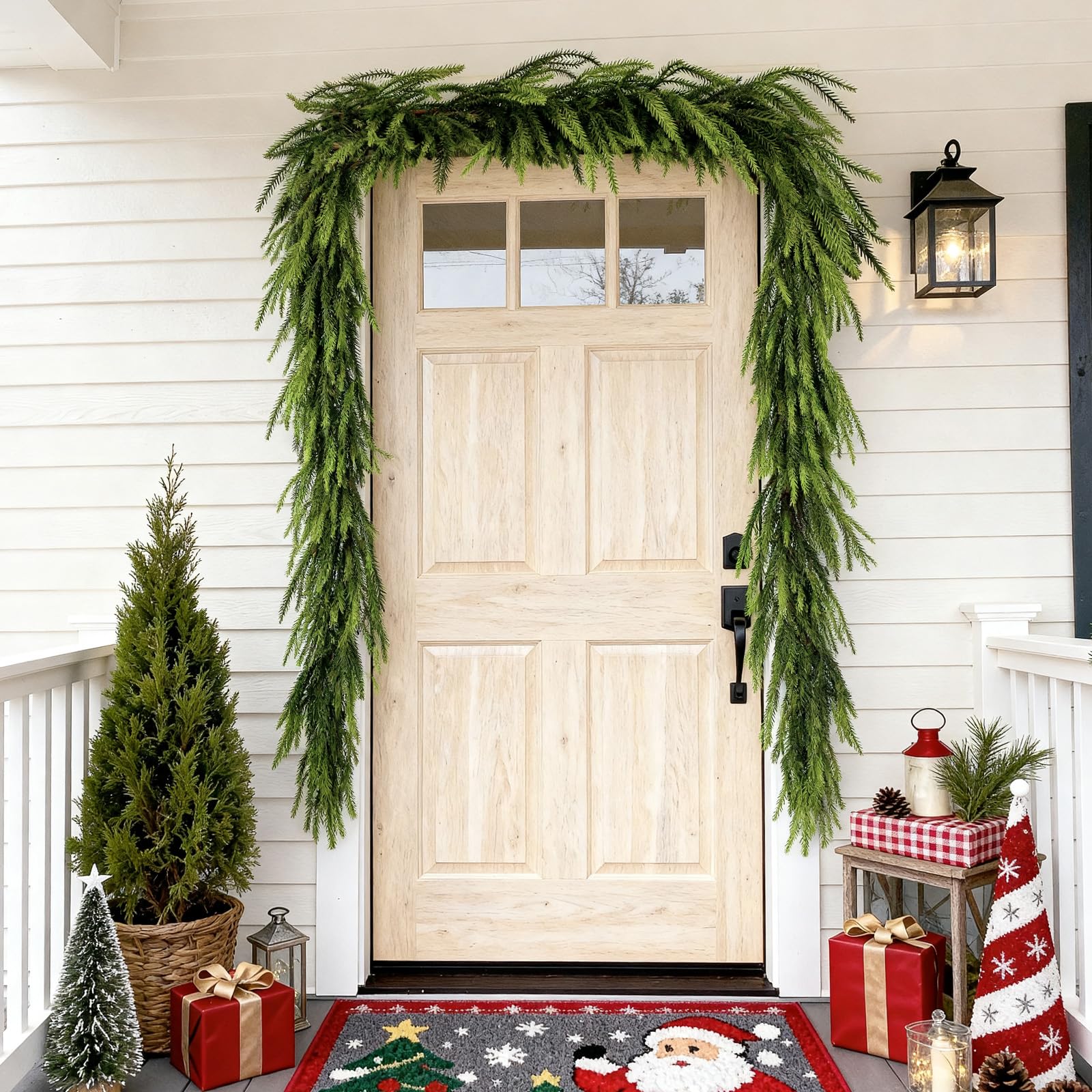 PABREY hands touching garland needles showing soft real-touch feel and pliability
