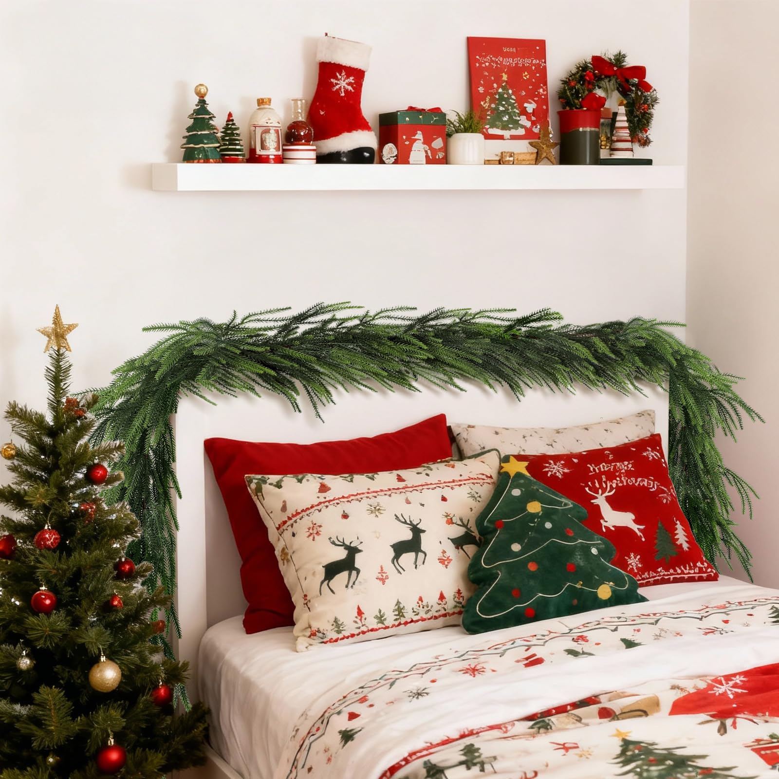 PABREY unboxed two 9 ft garlands laid out to show length and flexible stems