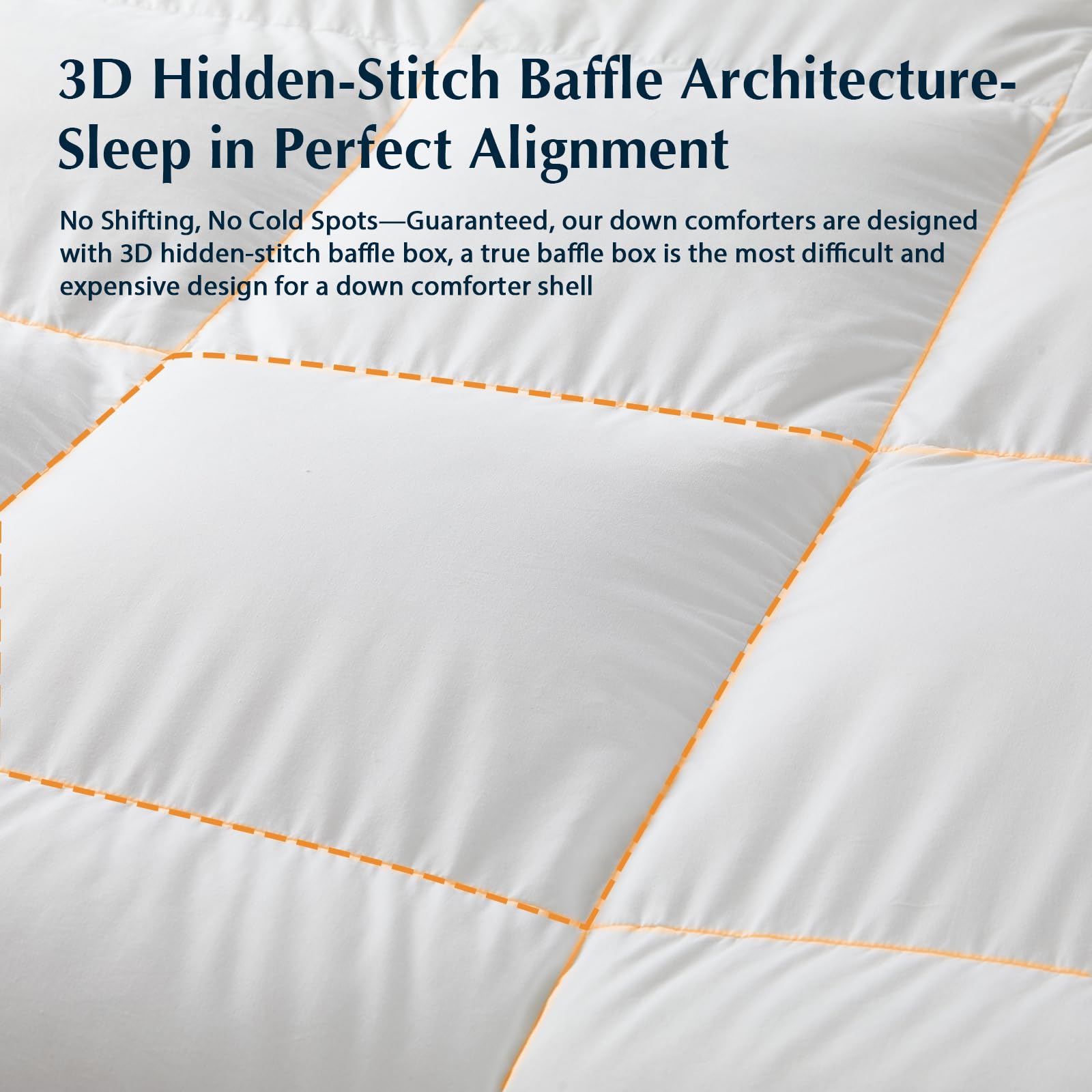 Pacific Coast folded comforter in linen closet demonstrating easy storage