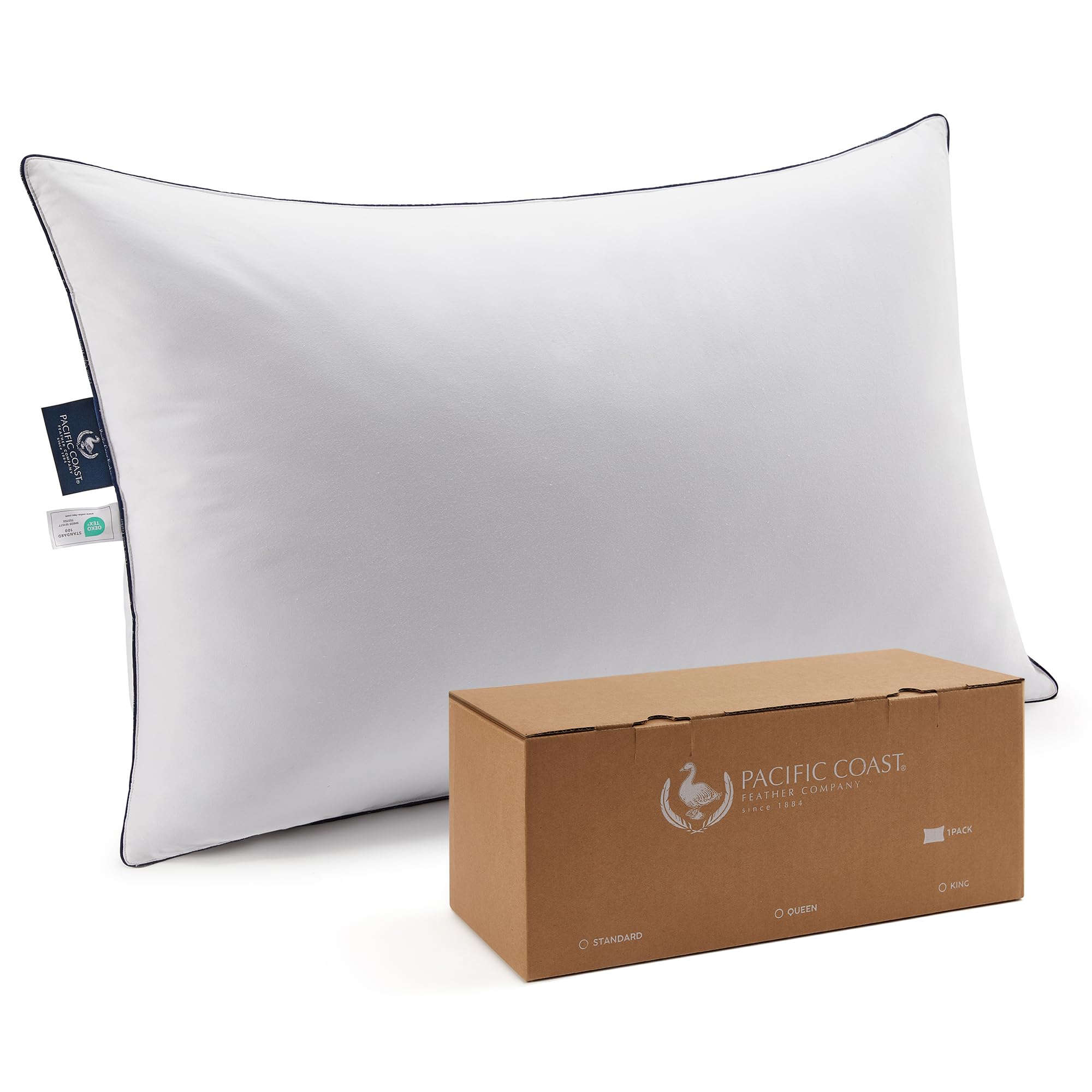 Pacific Coast pillow front view showing neat finish and hotel-style appeal