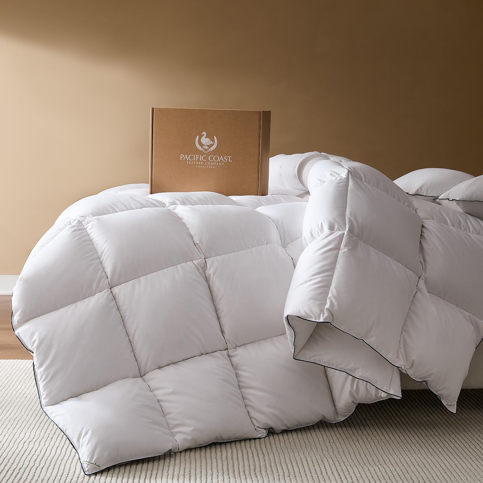 Pacific Coast front view of king comforter showing full coverage and plush look