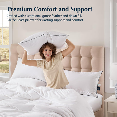 Pacific Coast pillow staged on bed to illustrate comfort and style