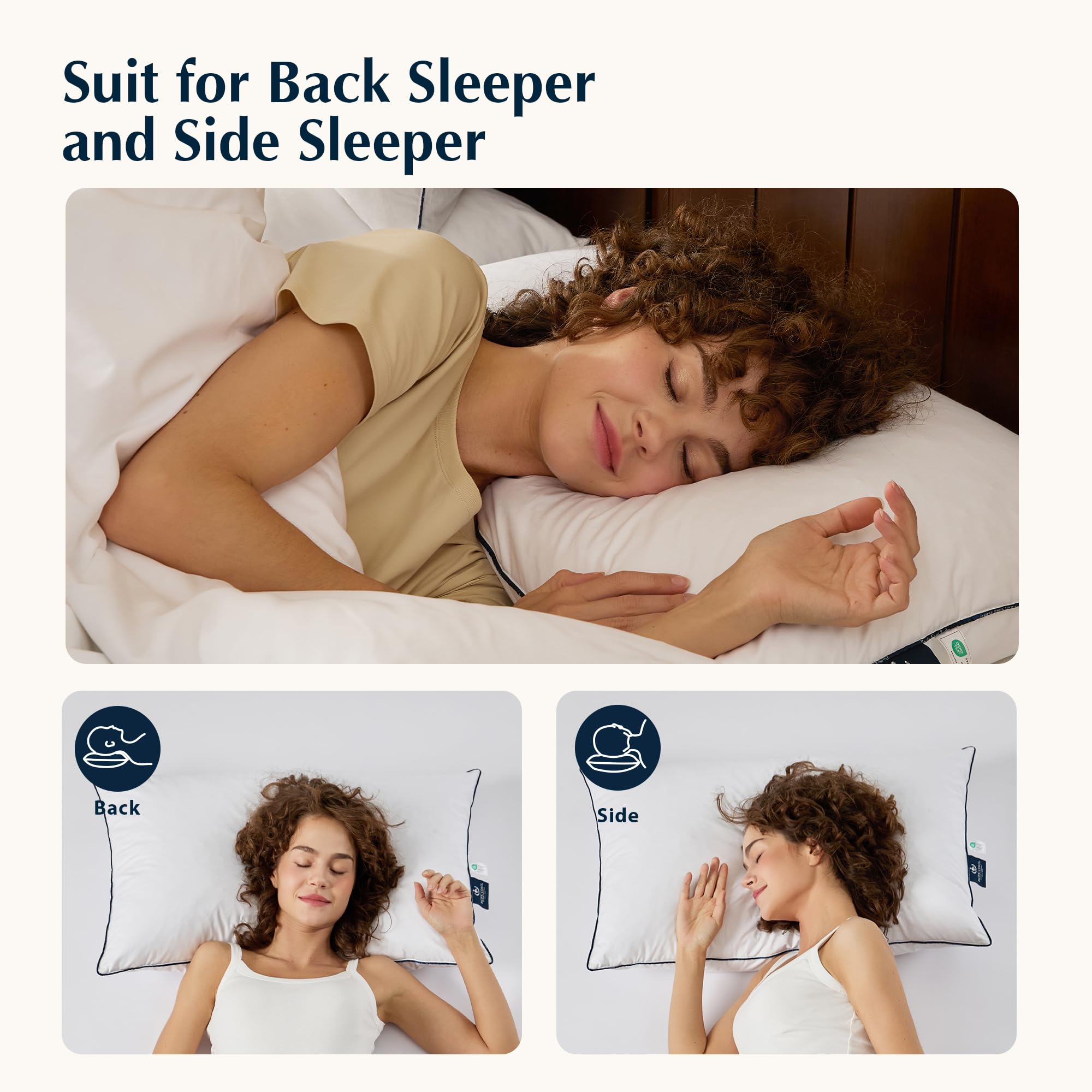 Pacific Coast pillow held in hand demonstrates true-to-size scale and support