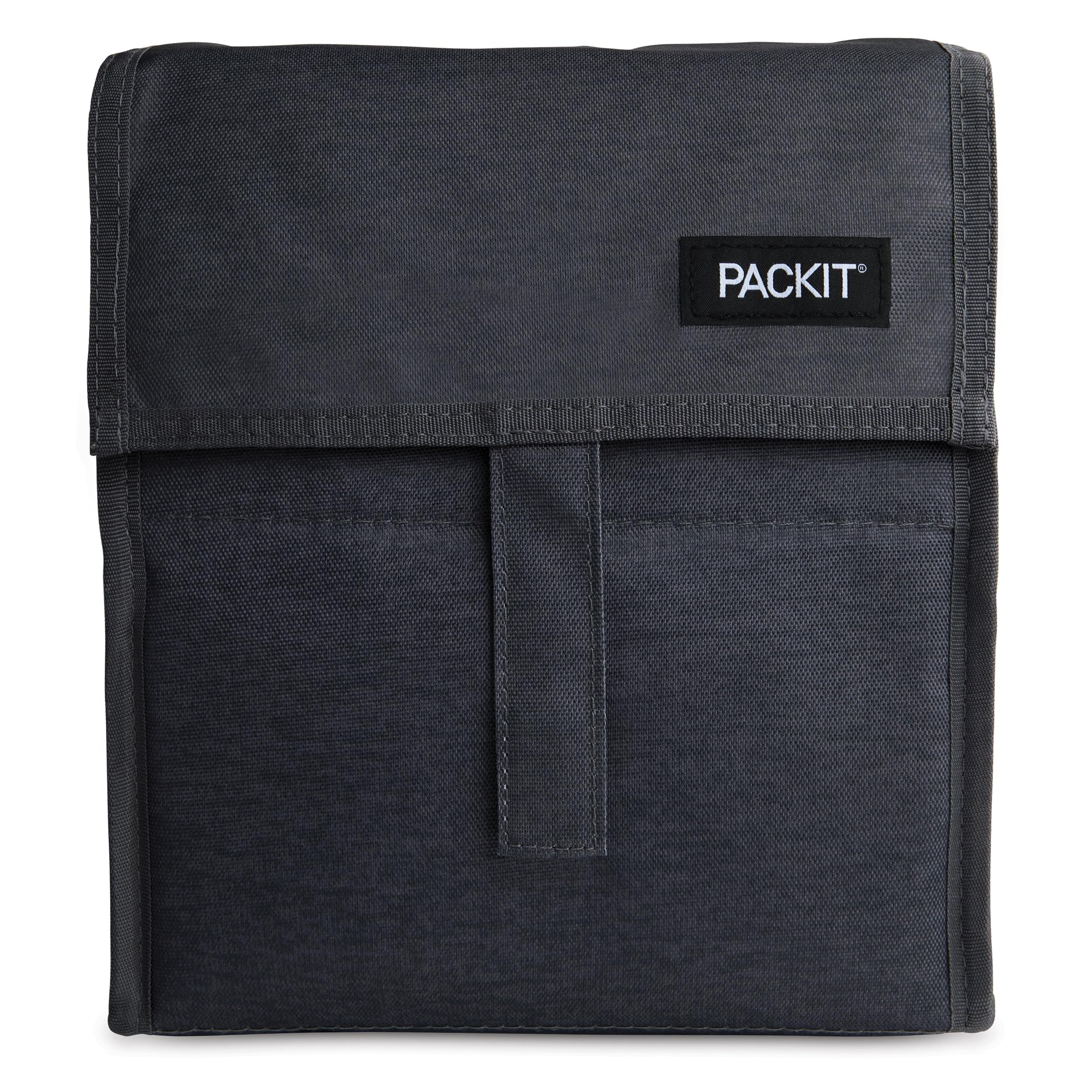 PackIt City Charcoal front view showing sleek exterior and carrying handle benefit