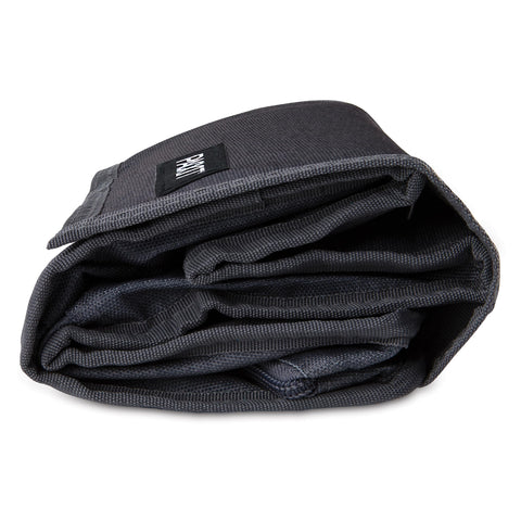 PackIt City Charcoal zip and buckle detail for secure closure and easy carry benefit