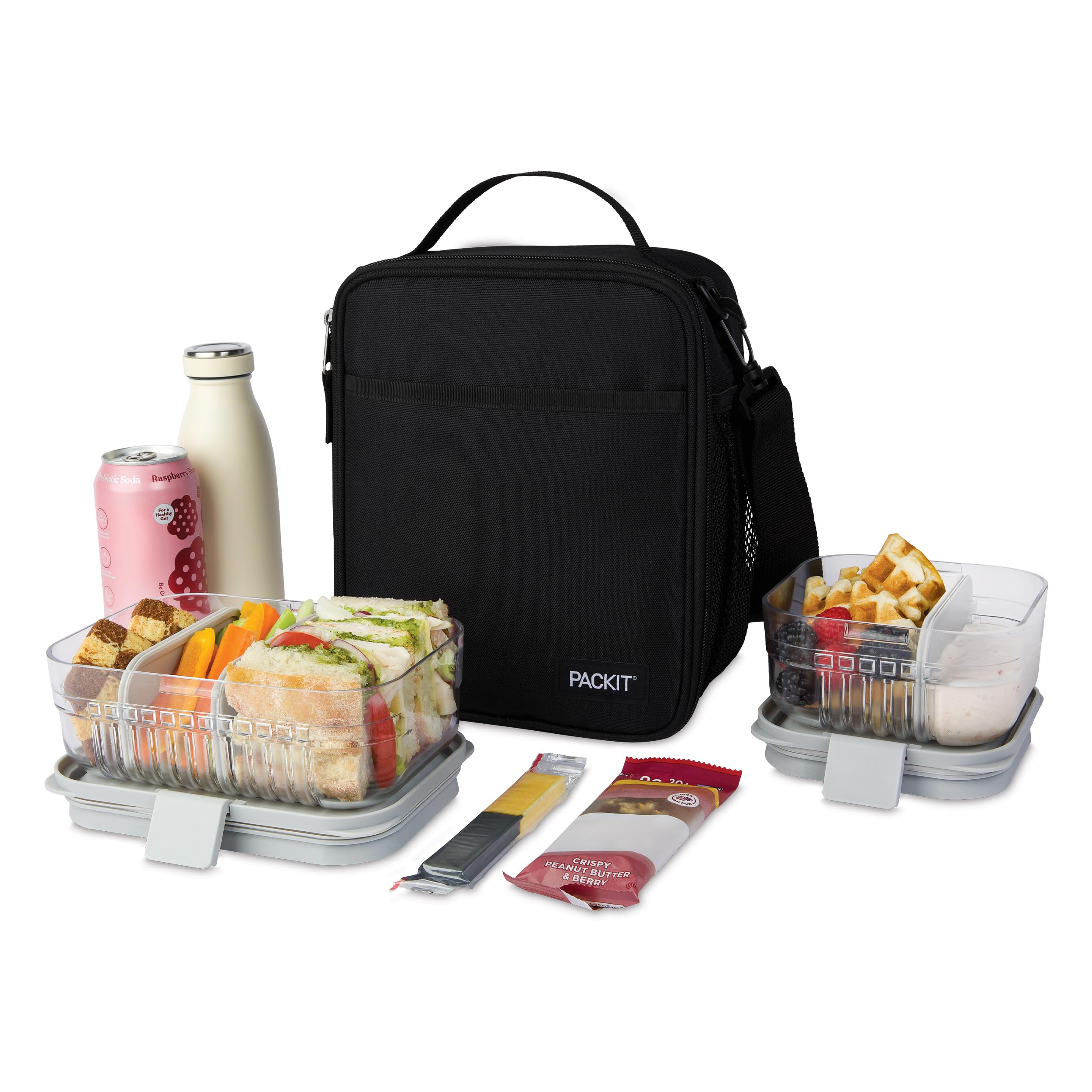 PackIt collapsed lunch box compact in freezer showing space-saving storage benefit