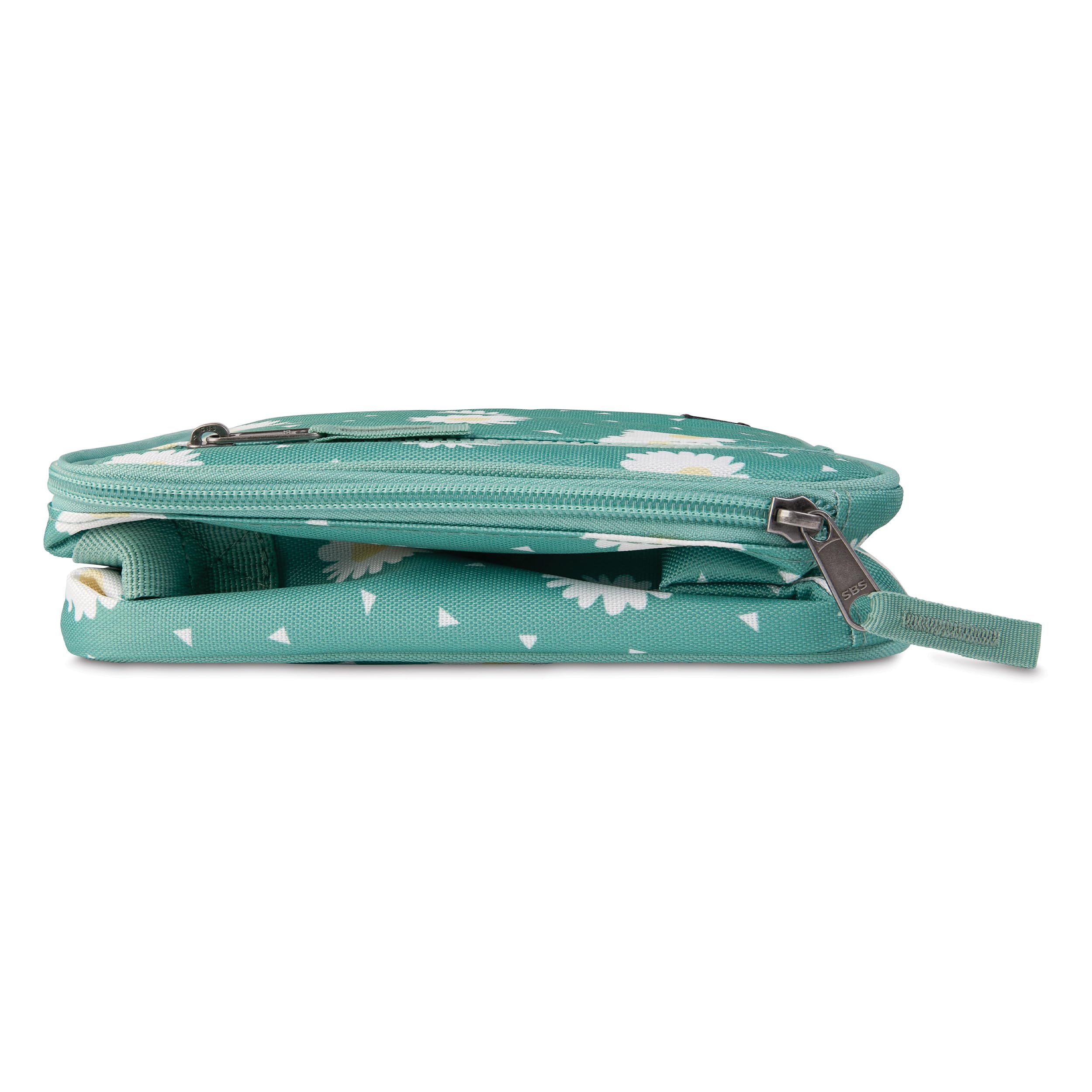 PackIt collapsed flat Daisy Sage demonstrating space-saving storage convenience