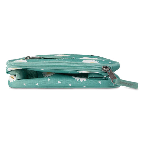 PackIt collapsed flat Daisy Sage demonstrating space-saving storage convenience