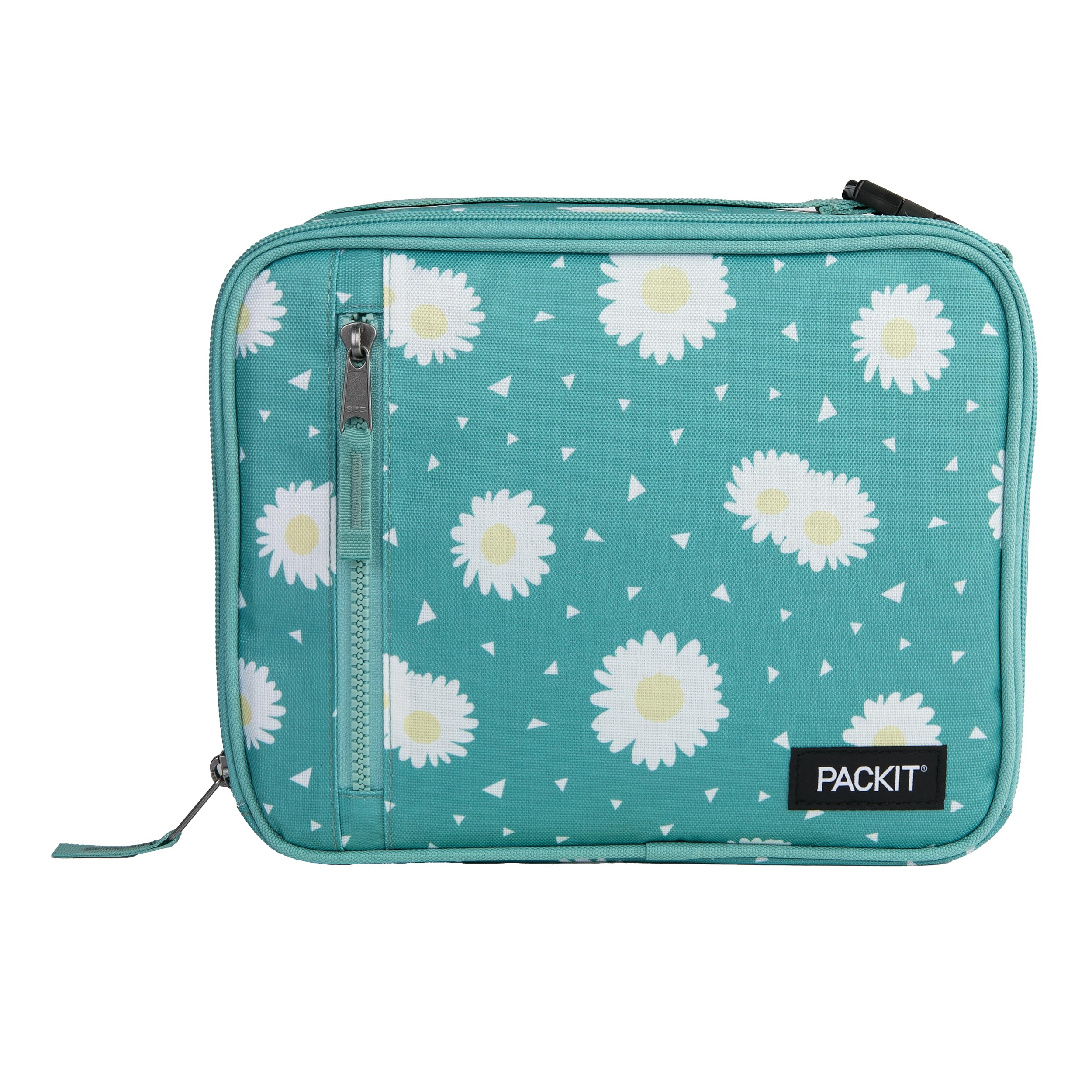 PackIt front view of Daisy Sage lunch box showing design and logo for portable cooling