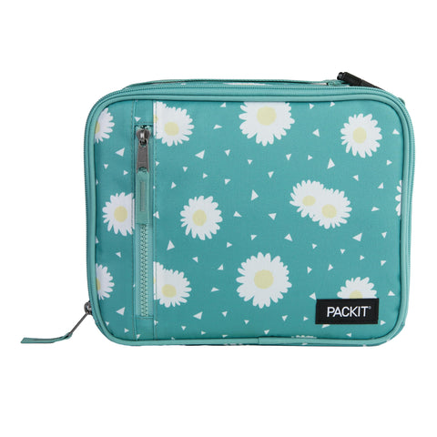 PackIt front view of Daisy Sage lunch box showing design and logo for portable cooling