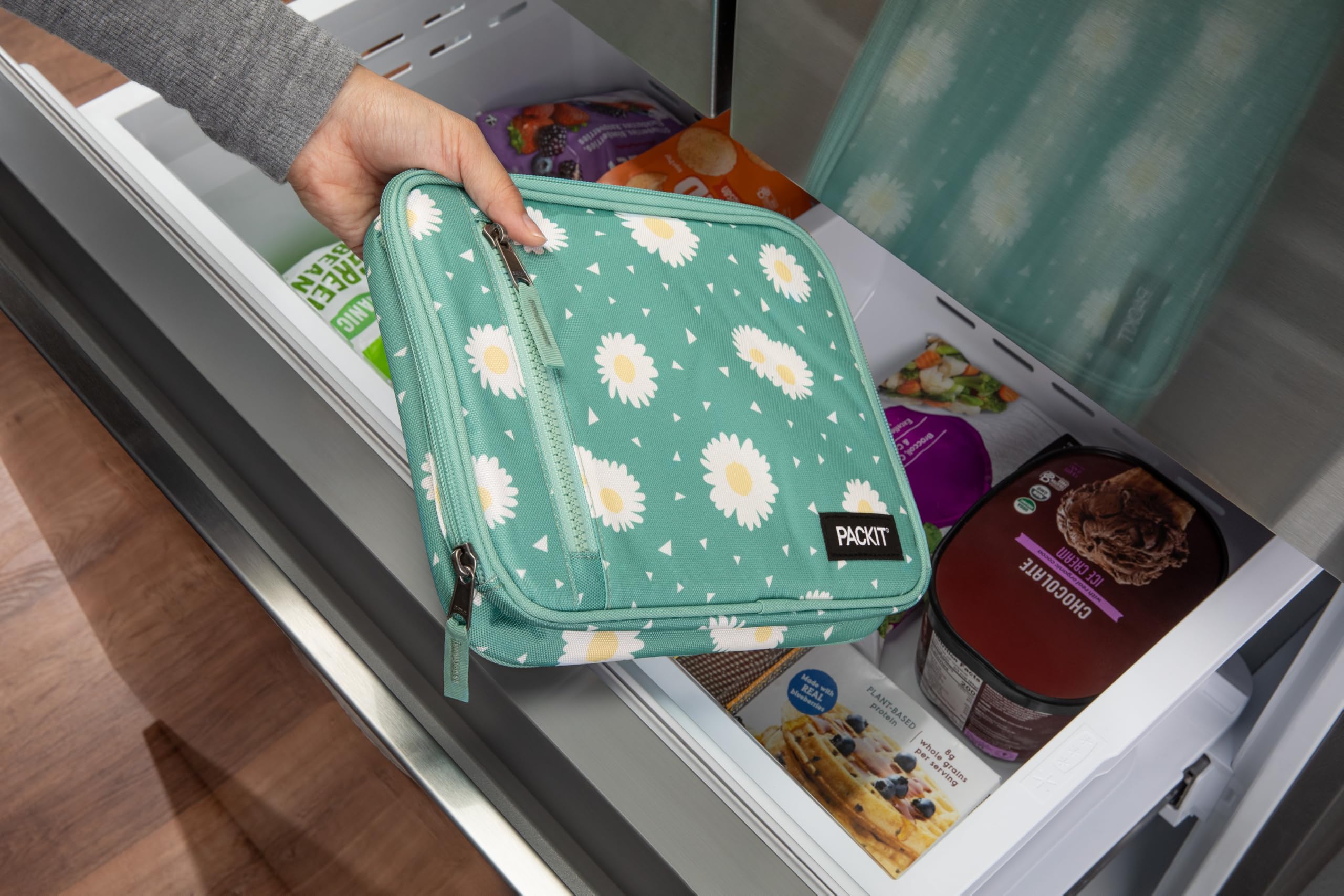 PackIt front pocket detail showing extra storage for utensils and small snacks