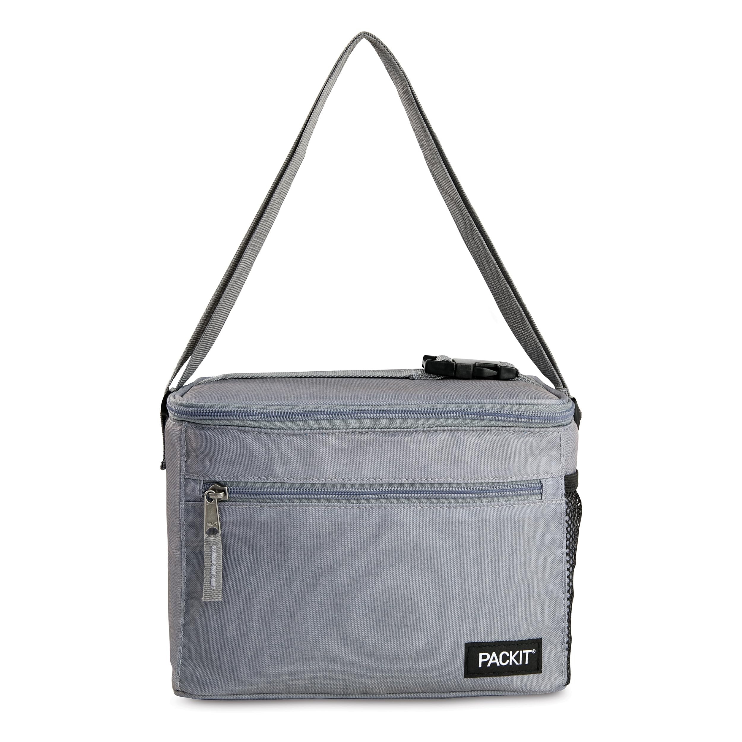 PackIt front view gray fog showing insulated cooler and easy carry benefit