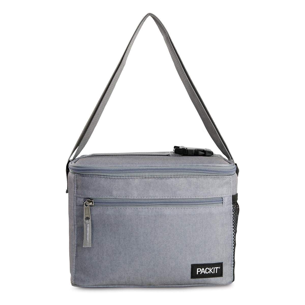 PackIt front view gray fog showing insulated cooler and easy carry benefit