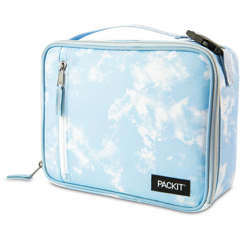 PackIt front view Blue Sky showing zip and handle for easy carrying and quick access