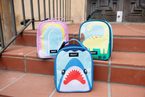 PackIt attached to a school backpack ready for use and easy transport benefit
