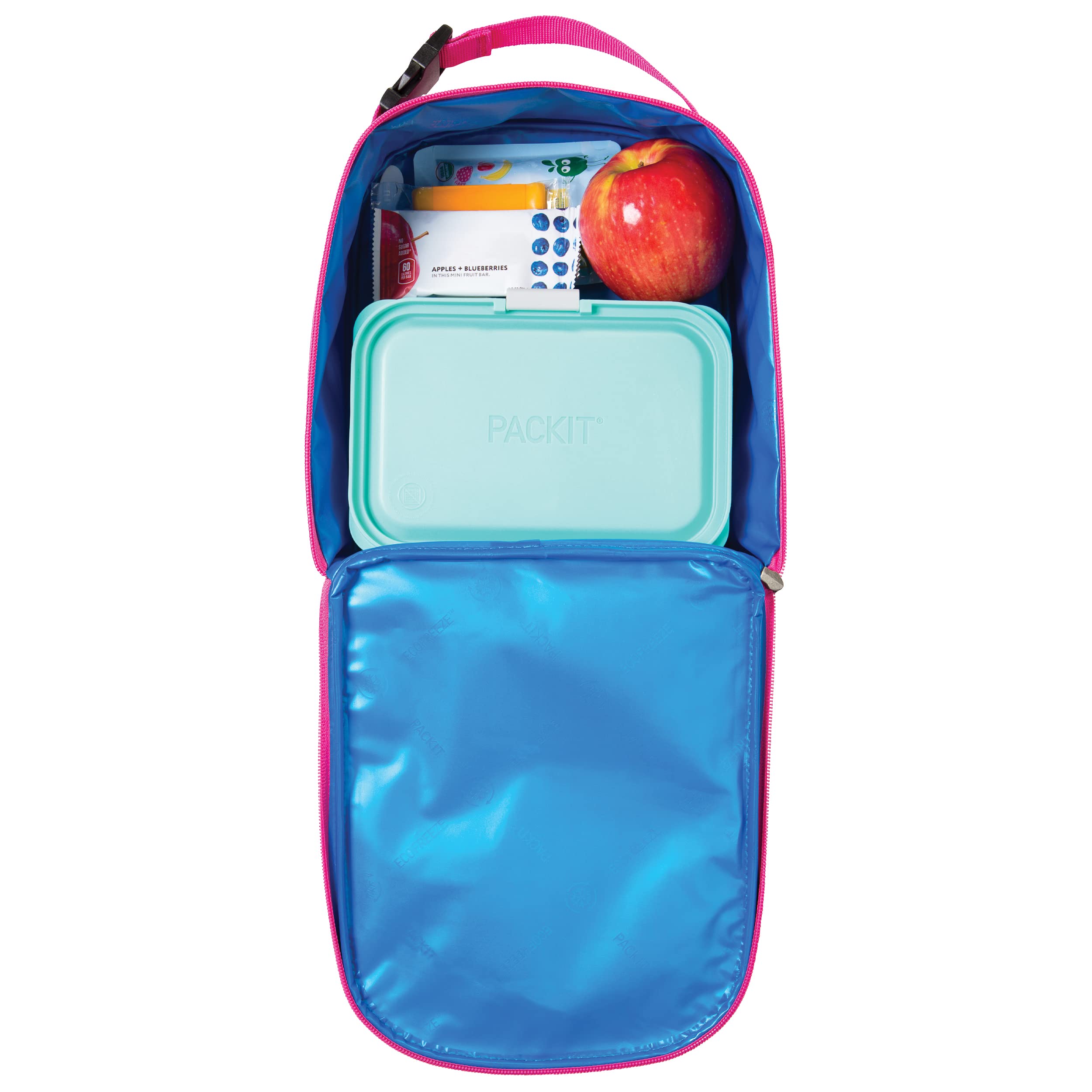 PackIt open top-load packed with sandwich and snack for fast convenient packing