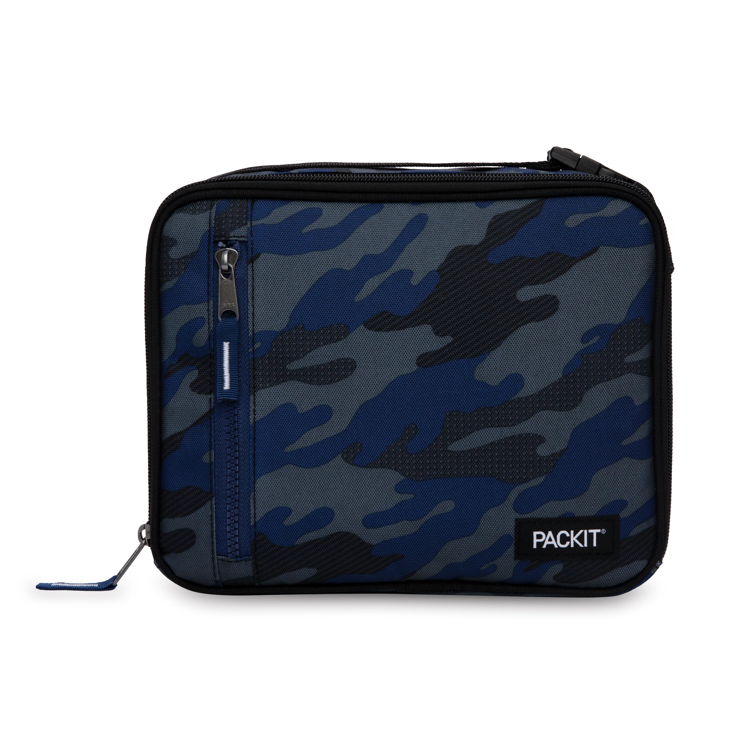 PackIt Sporty Camo Navy front view showing insulated cooling and stylish pattern