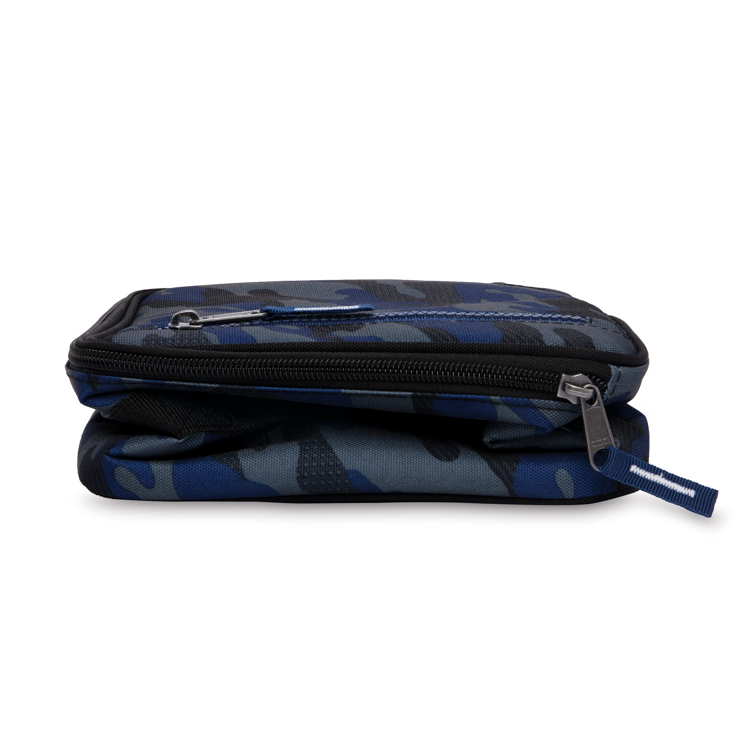 PackIt Sporty Camo Navy next to a 12 oz bottle to show size and capacity
