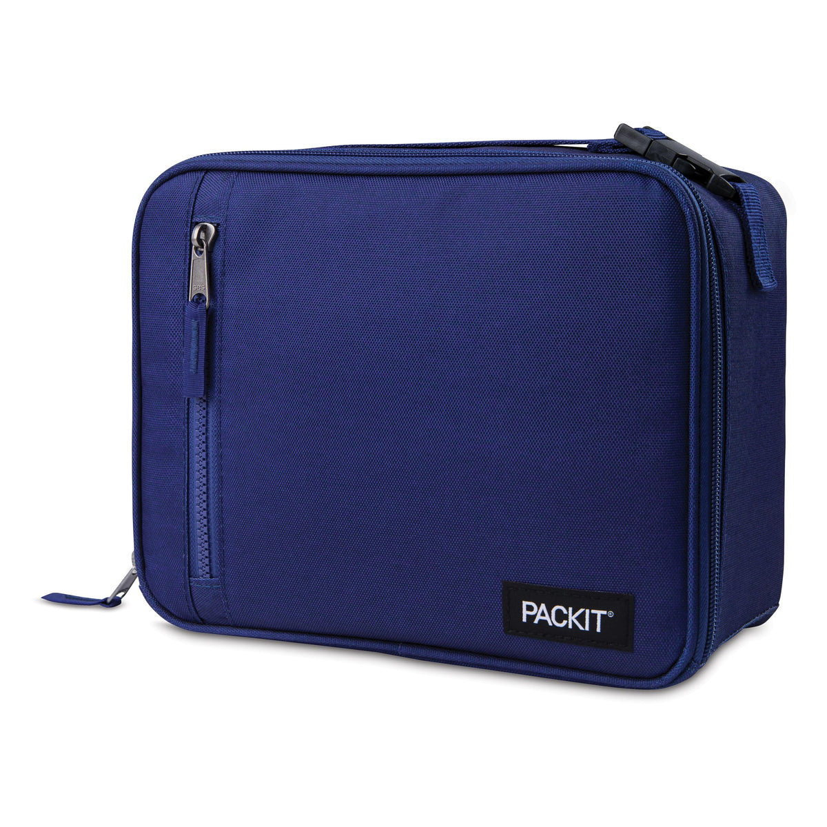 PackIt True Blue front view shows compact lunch bag and cooling benefits