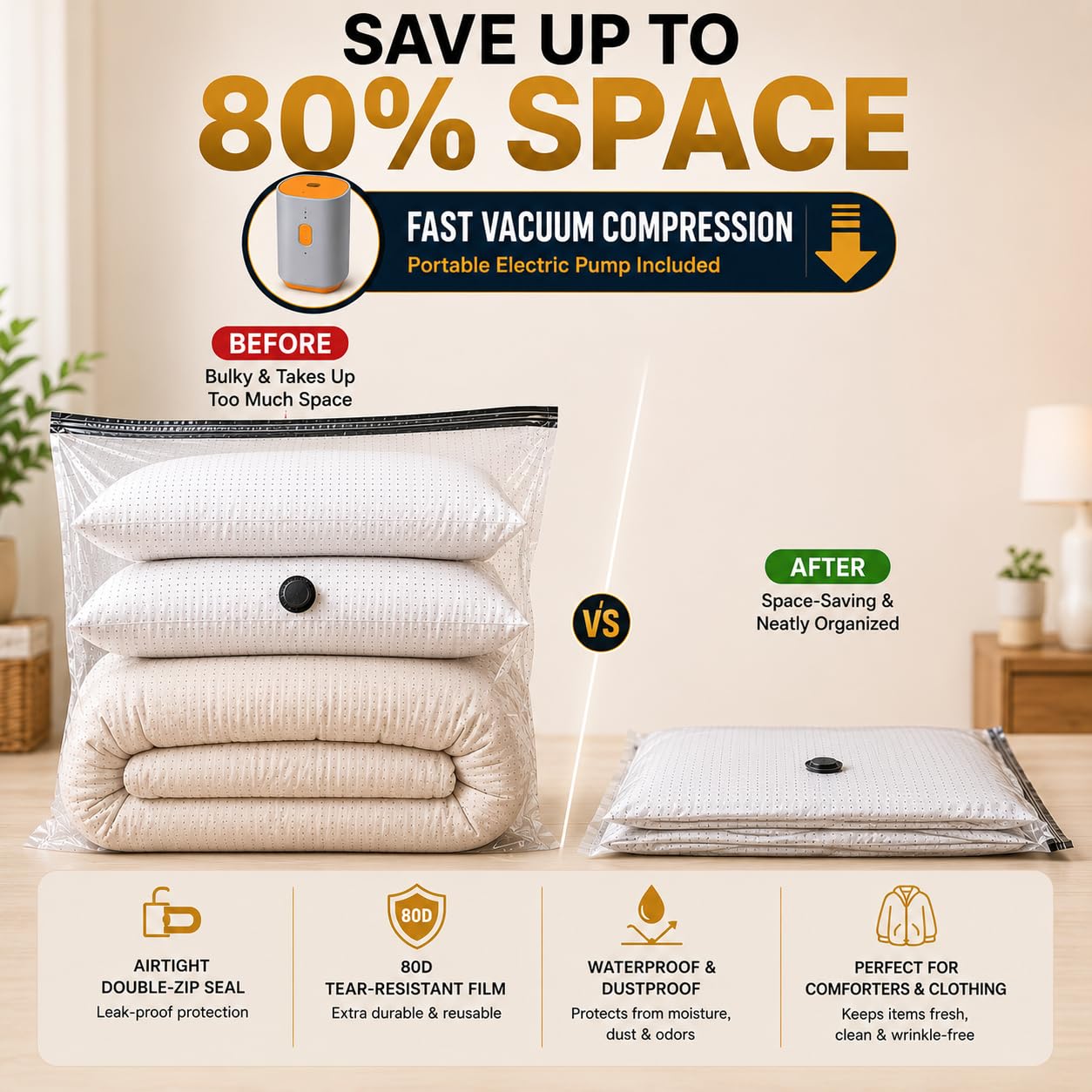 PackNstore double-zipper seal detail locking out air and moisture