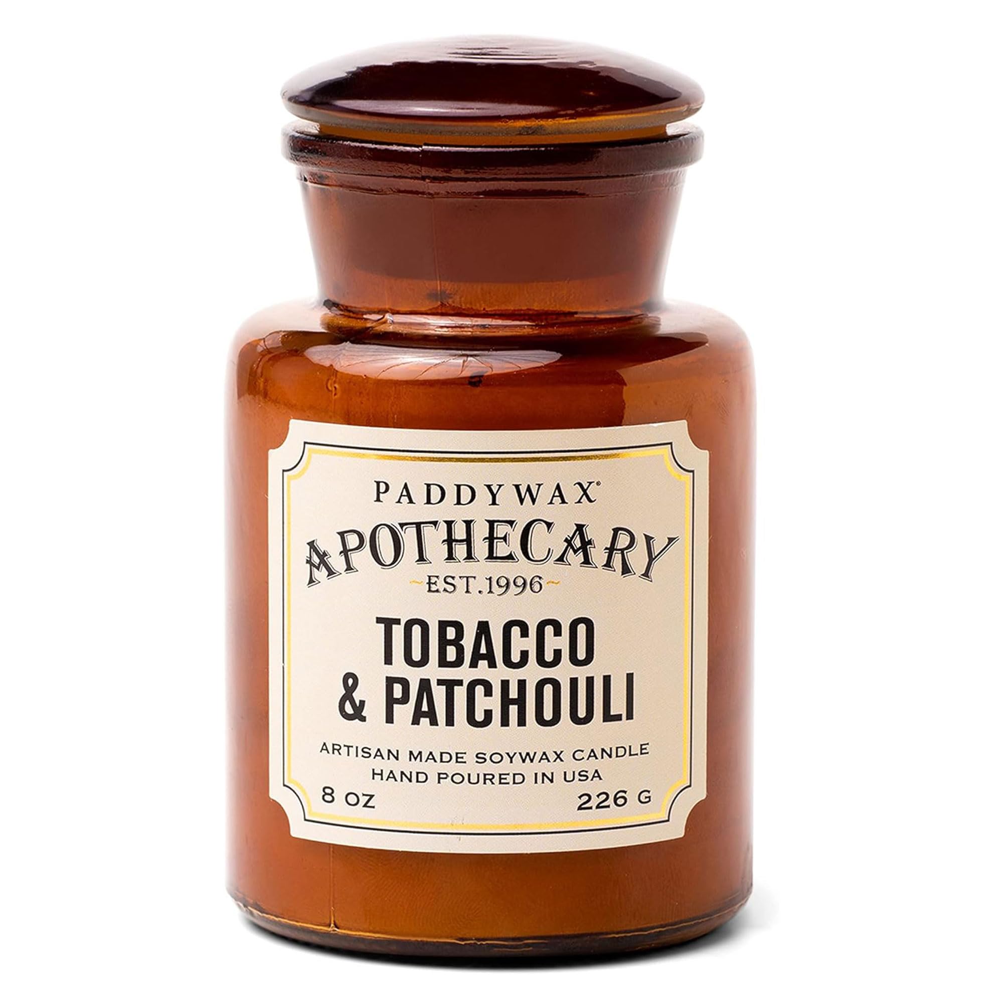Paddywax front packaging showing apothecary jar and label for decorative appeal