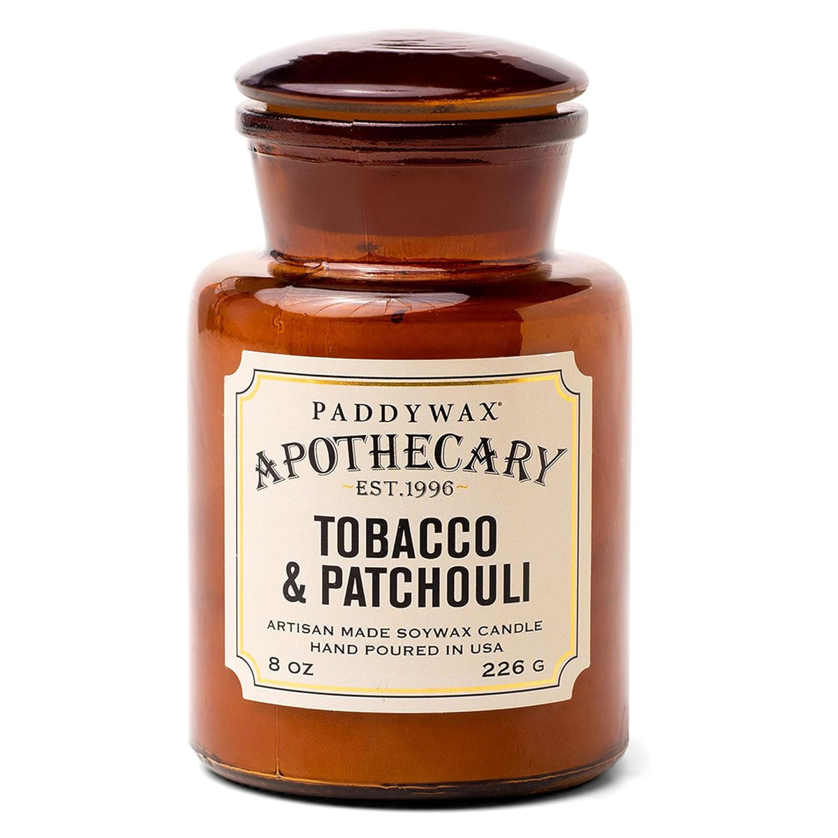 Paddywax front packaging showing apothecary jar and label for decorative appeal