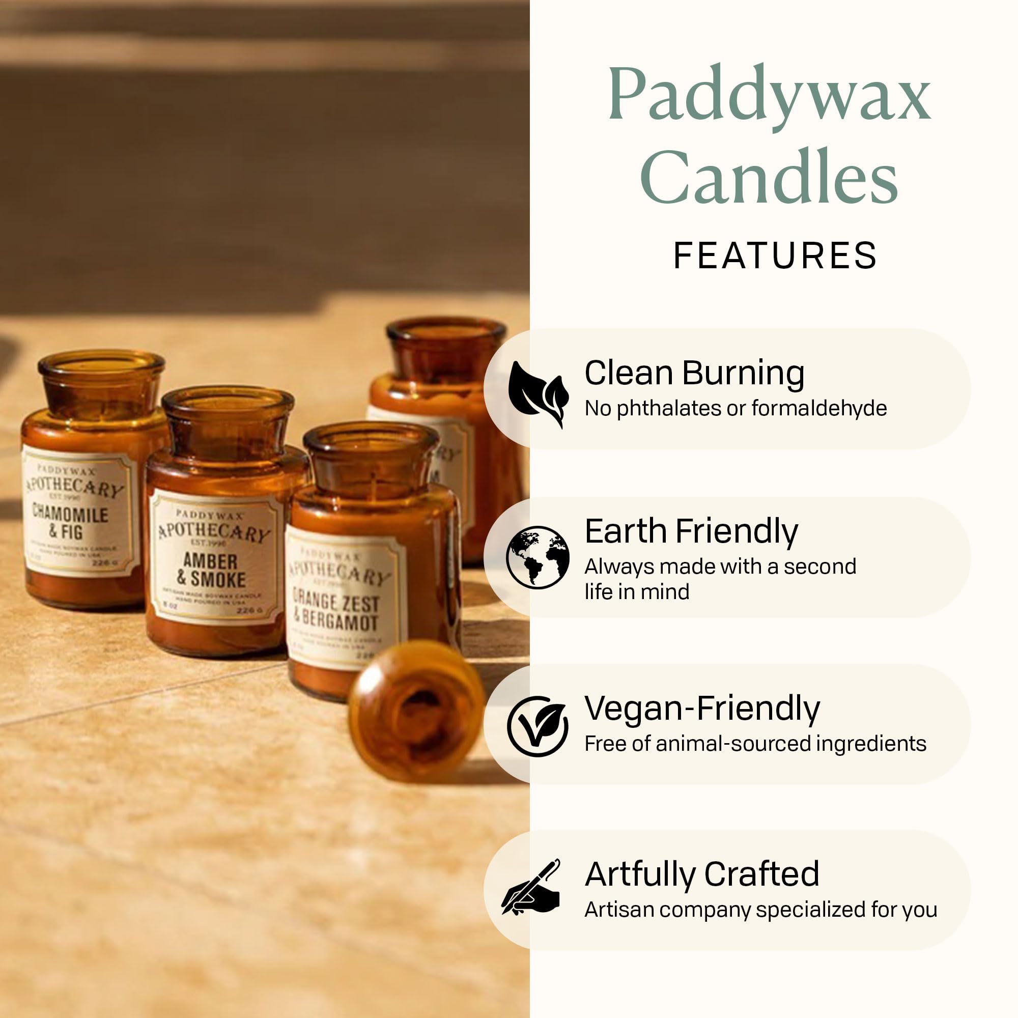 Paddywax lit candle in a cozy room demonstrating warm ambient glow and scent benefit