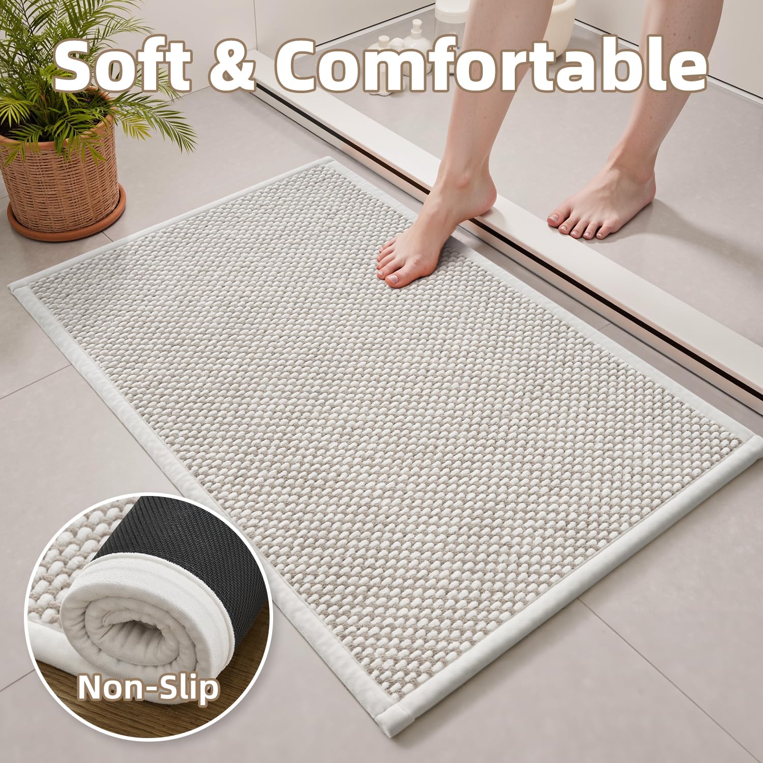 PADOOR mat next to foot showing size scale and immediate drying comfort