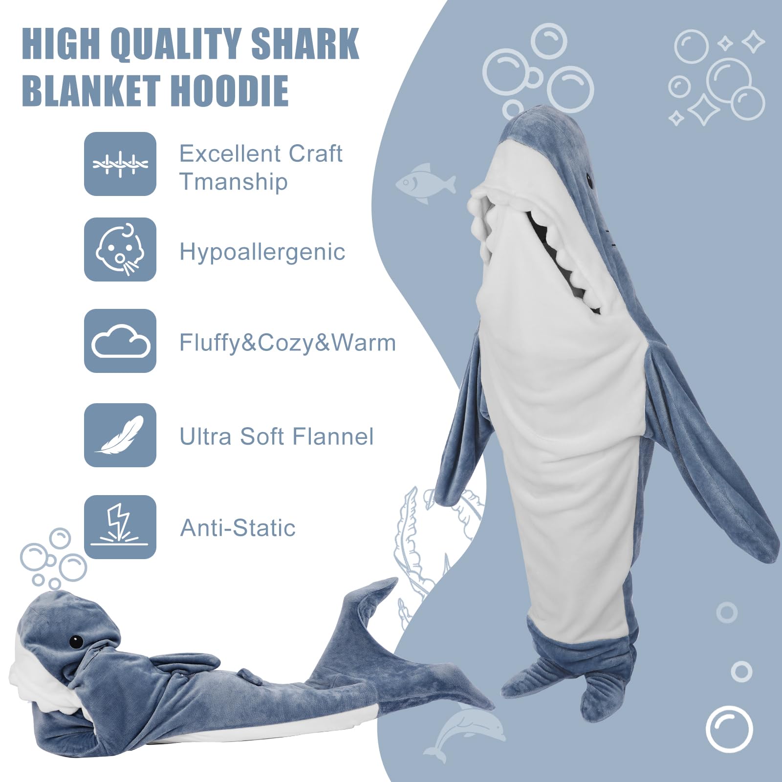 PADTIC feet tucked inside shark tail to show full-leg warmth and coverage