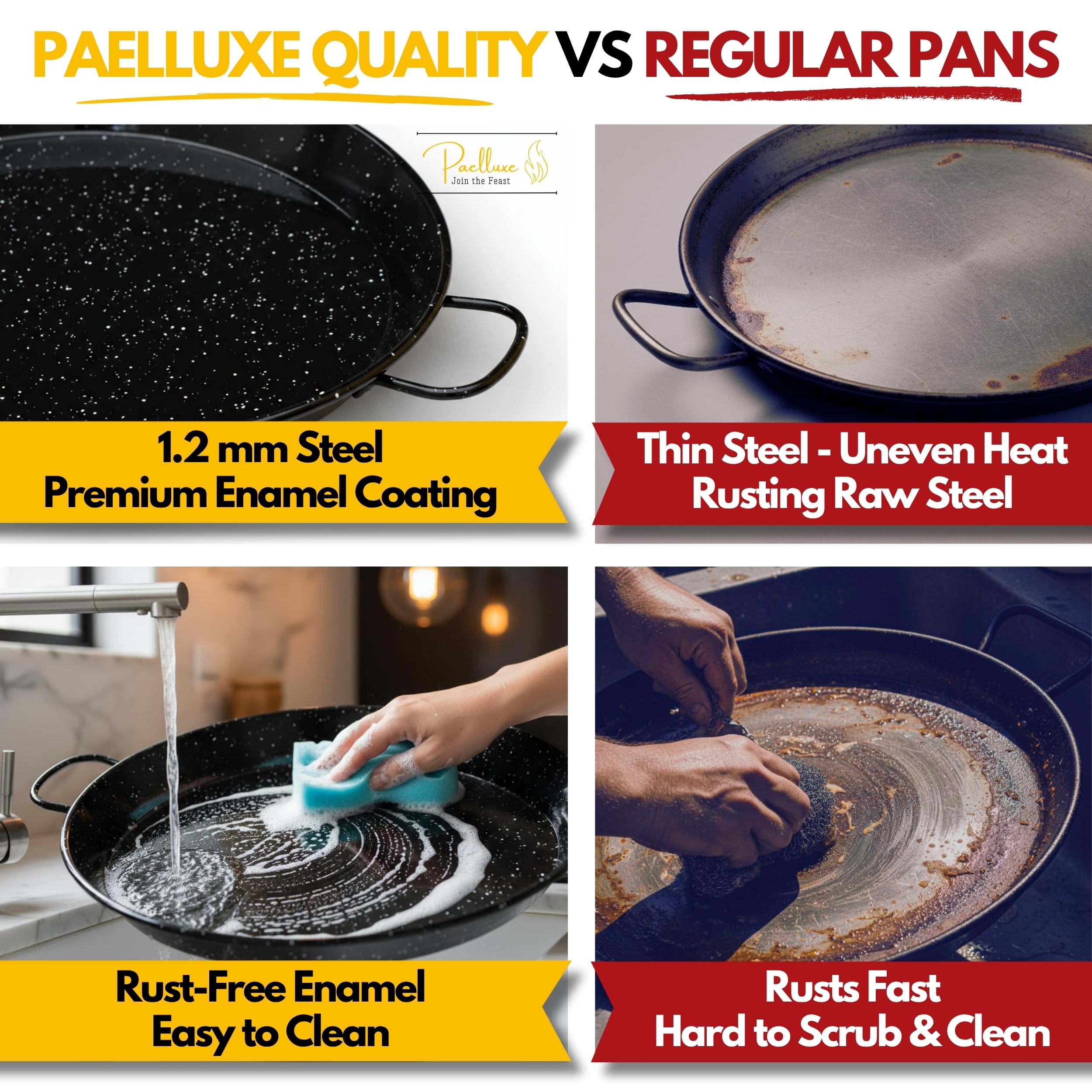 Paelluxe pan on grill outdoors showcasing versatile use for camping and BBQ