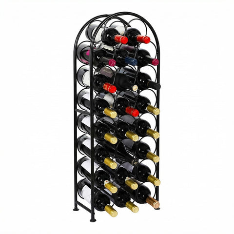 PAG arched wine rack front view showing full bottle capacity and organization benefit