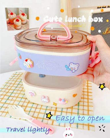 Paidideng bento box closed with folding handle for easy carrying benefit