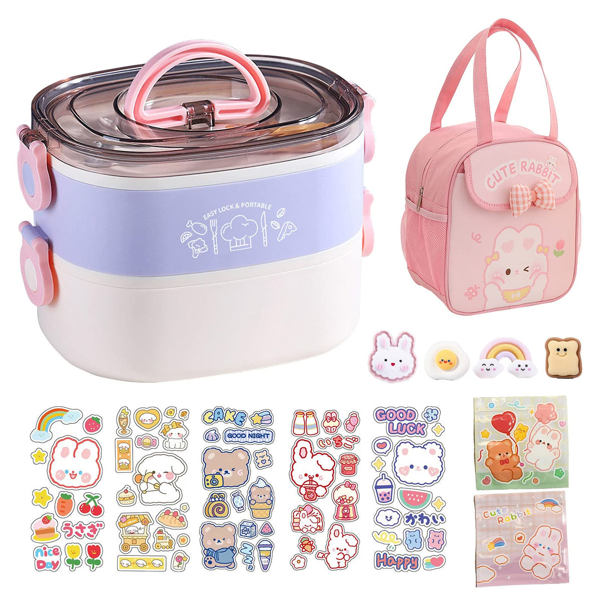 Paidideng bento box front view showing cute design and secure closure benefit