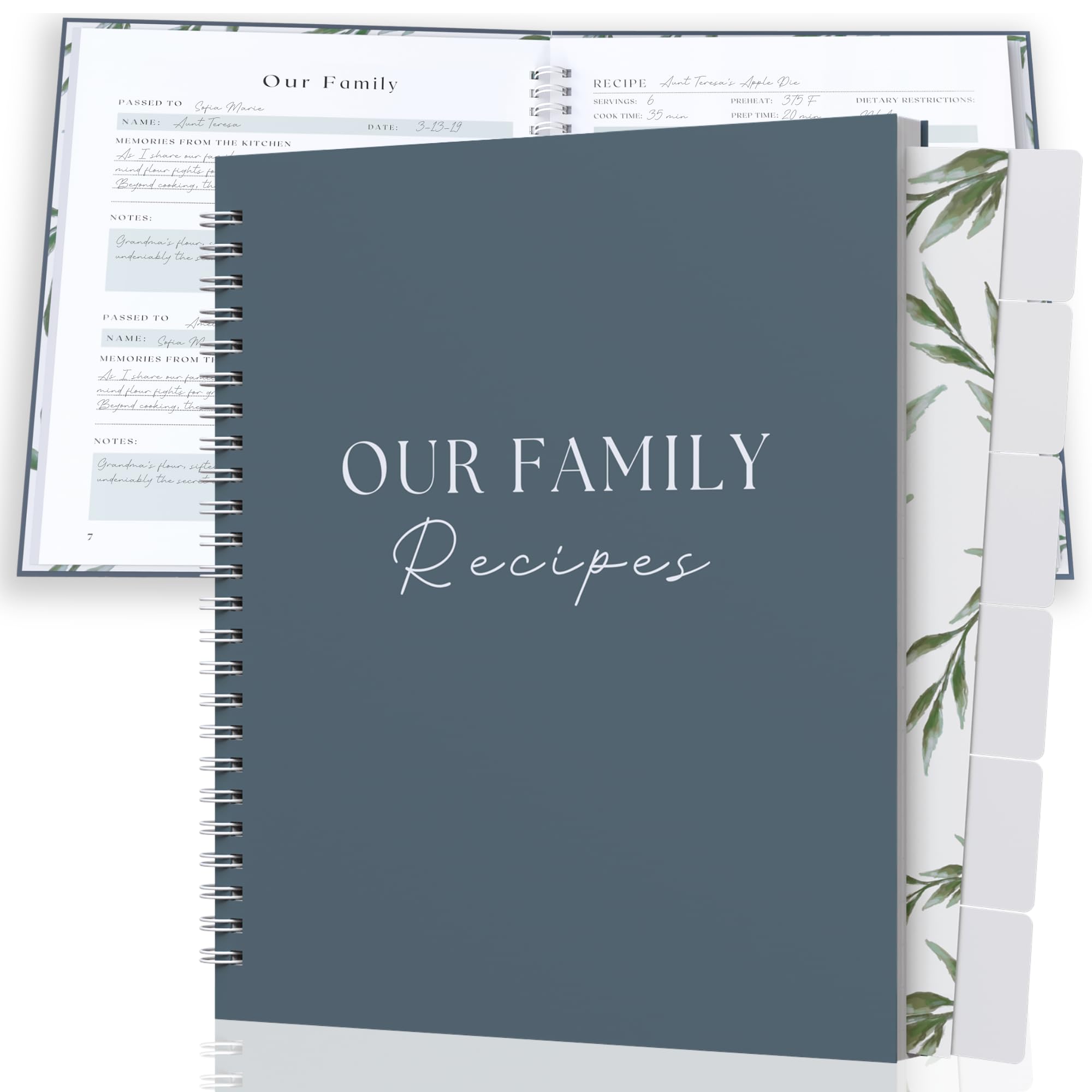 Paige McRae front cover spread showing durable hardcover and elegant design benefit: keeps recipes protected