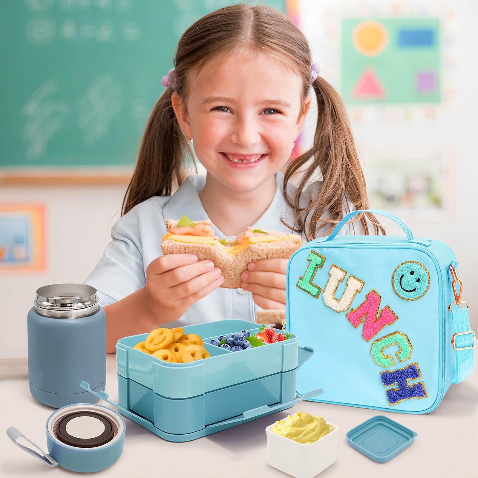 PainZieteg bento box open topview showing six compartments for varied meals benefit
